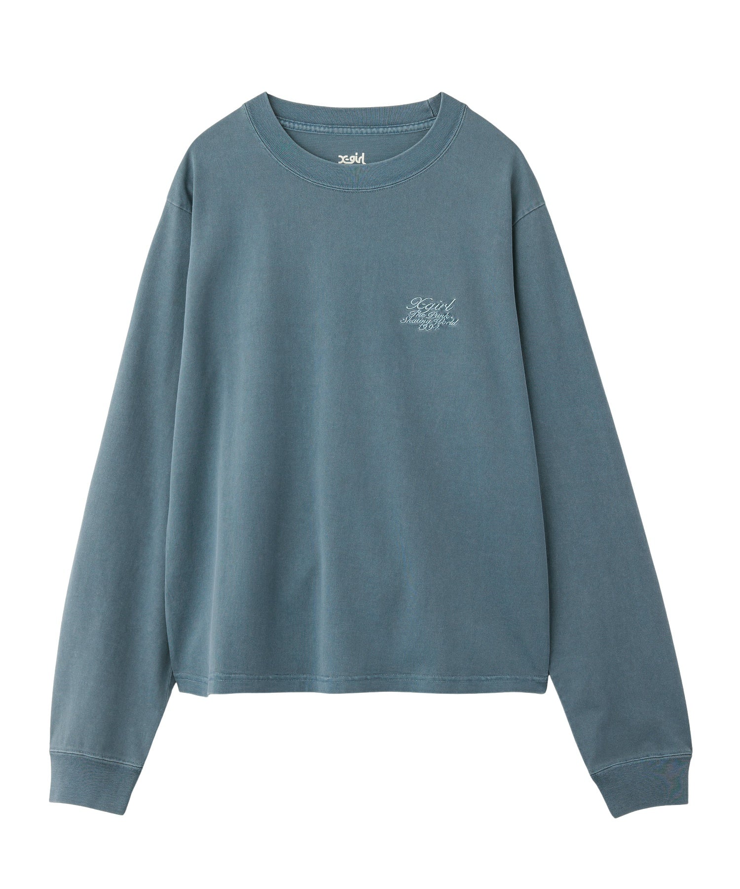 CURSIVE LOGO AND FACE FADED L/S TEE