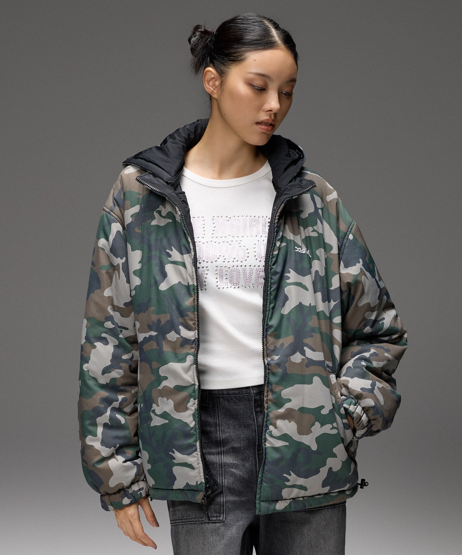 FACE EMBROIDERED PATCH REVERSIBLE JACKET