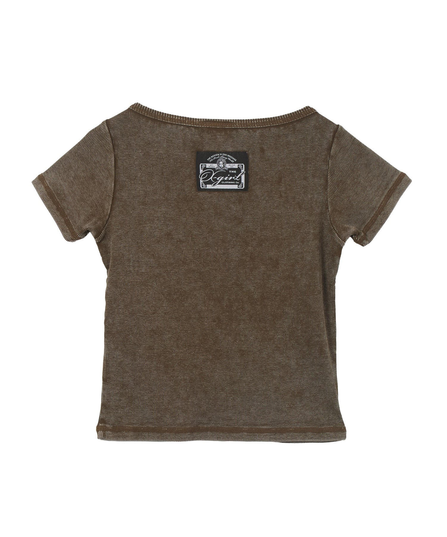 FADED HENLEY NECK S/S COMPACT TOP