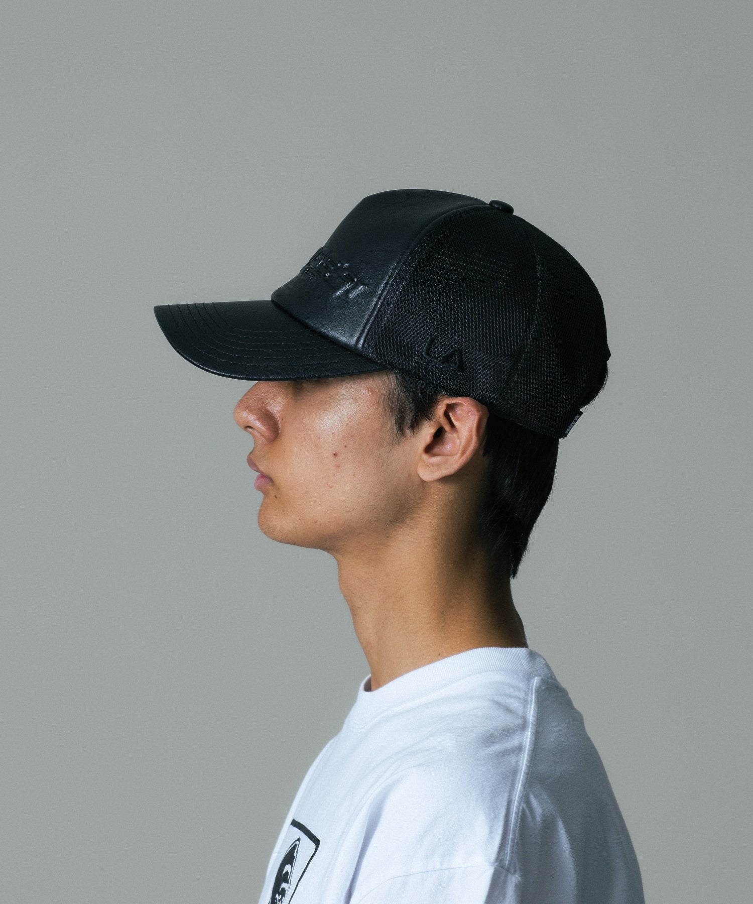FAUX LEATHER MESH CAP