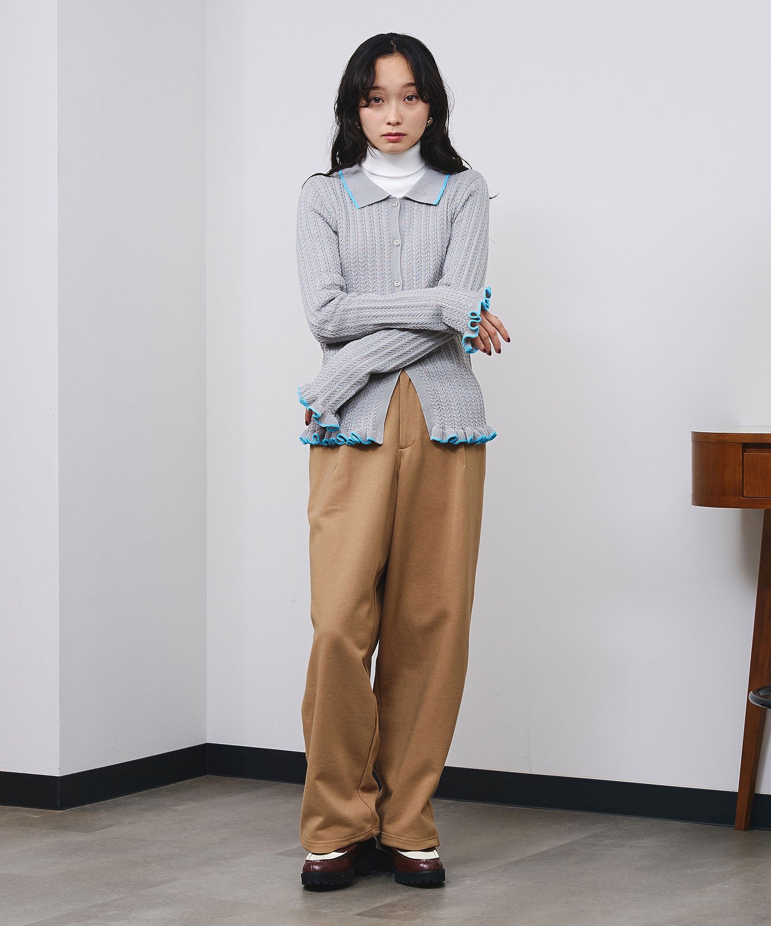 TUCKED WIDE-LEG SWEATPANTS