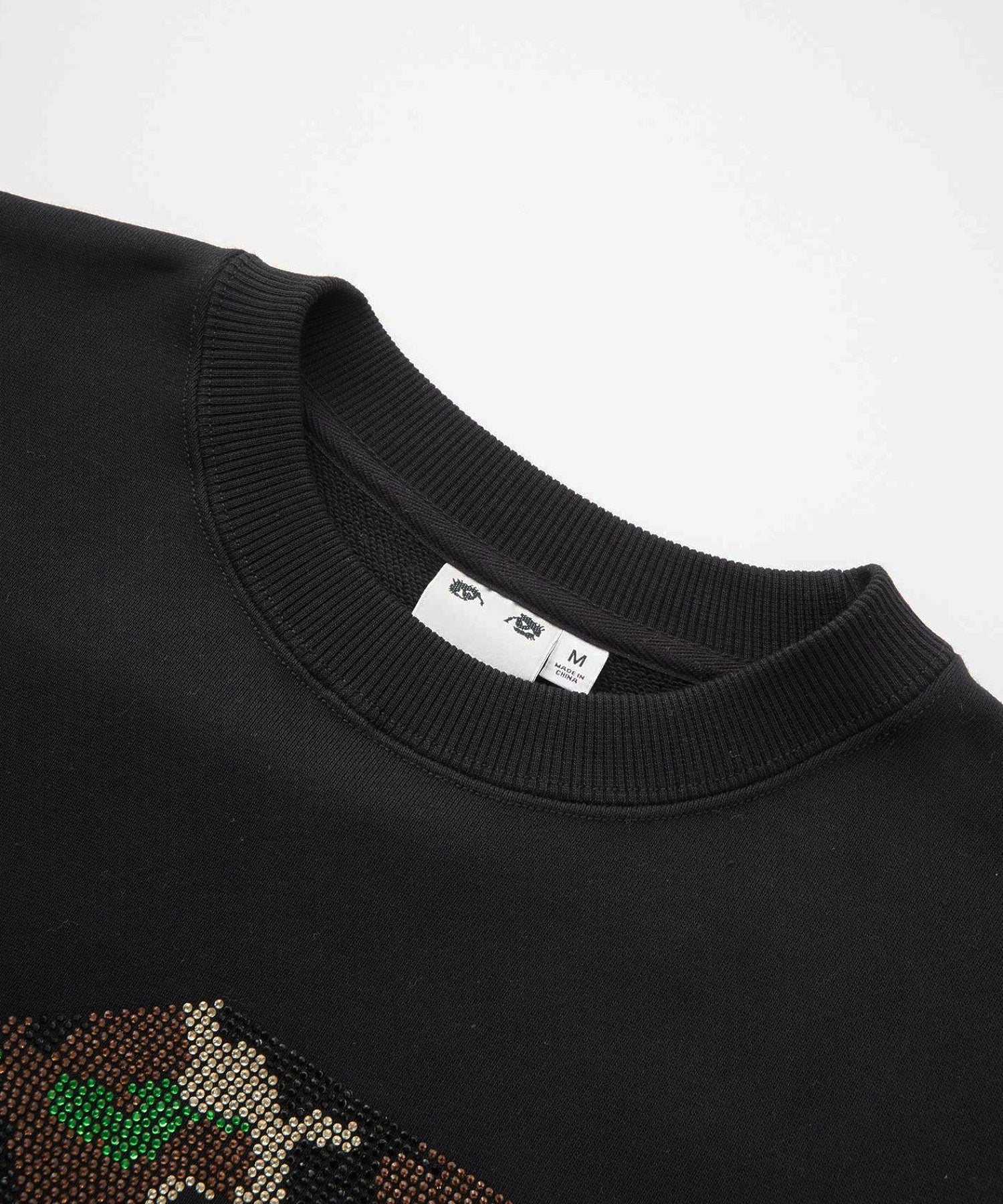 RHINESTONE CAMO LOGO SWEAT TOP