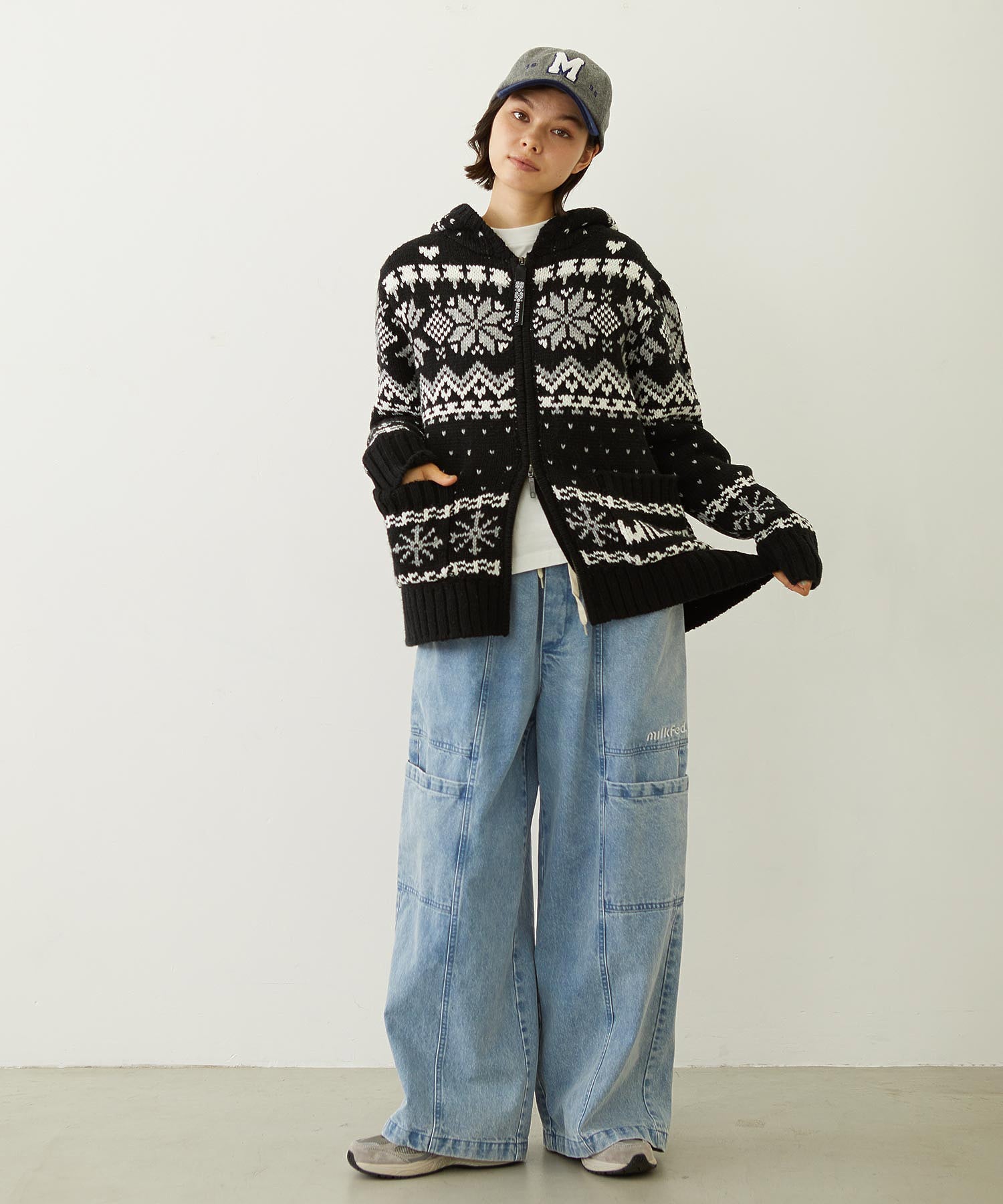 SNOW PATTERN COWICHAN KNIT JACKET