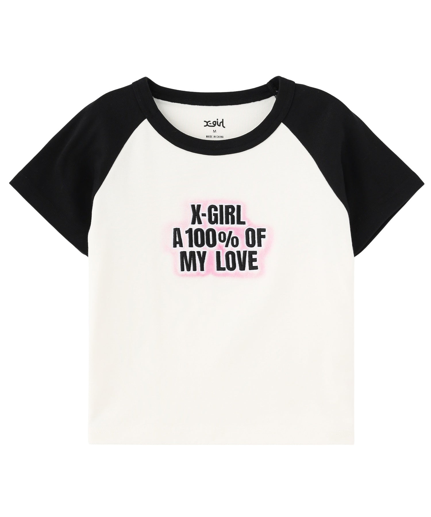 SPRAY AND EMBROIDERY LOGO RAGLAN S/S BABY TEE