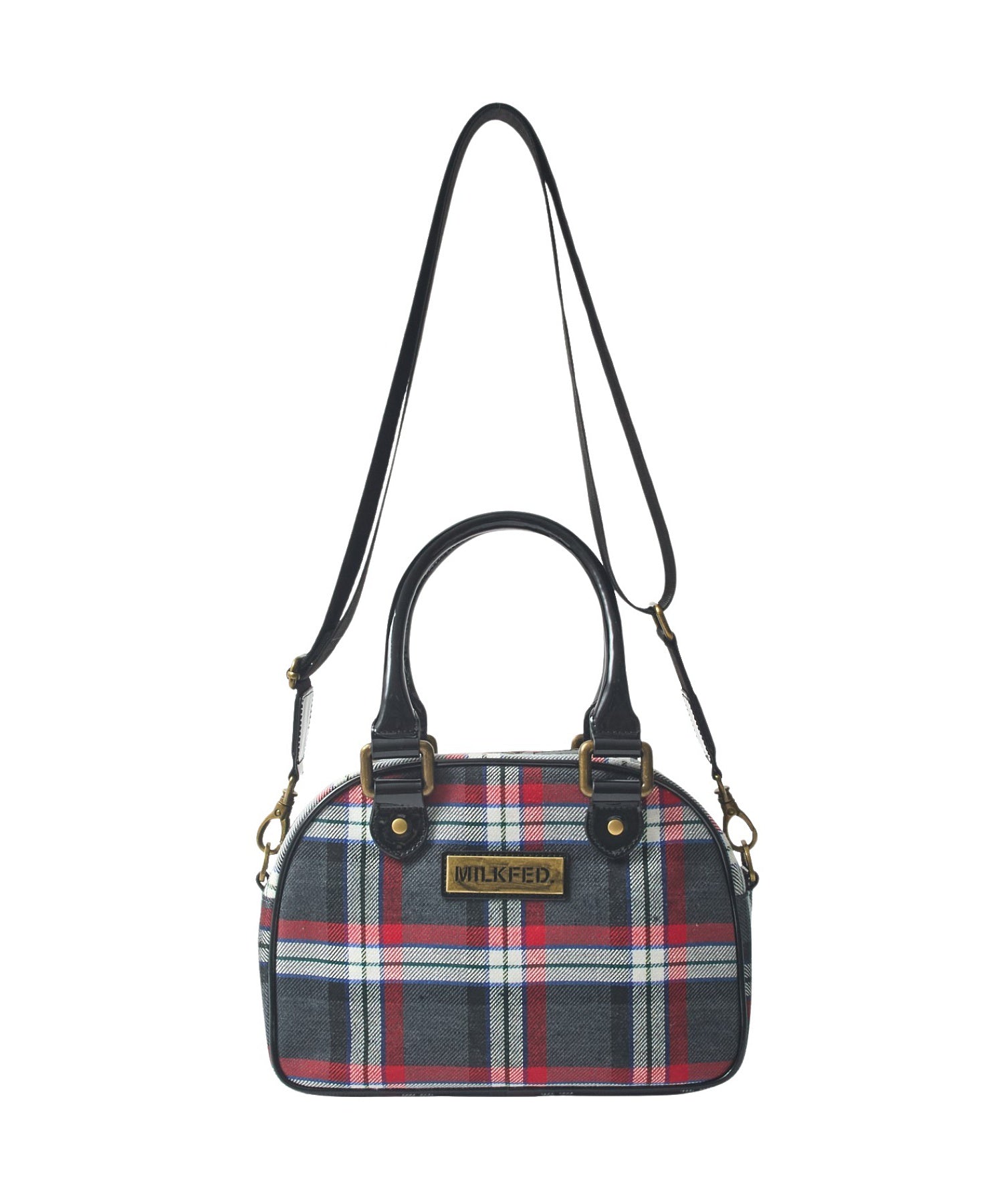 PLAID PATTERN BOSTON BAG