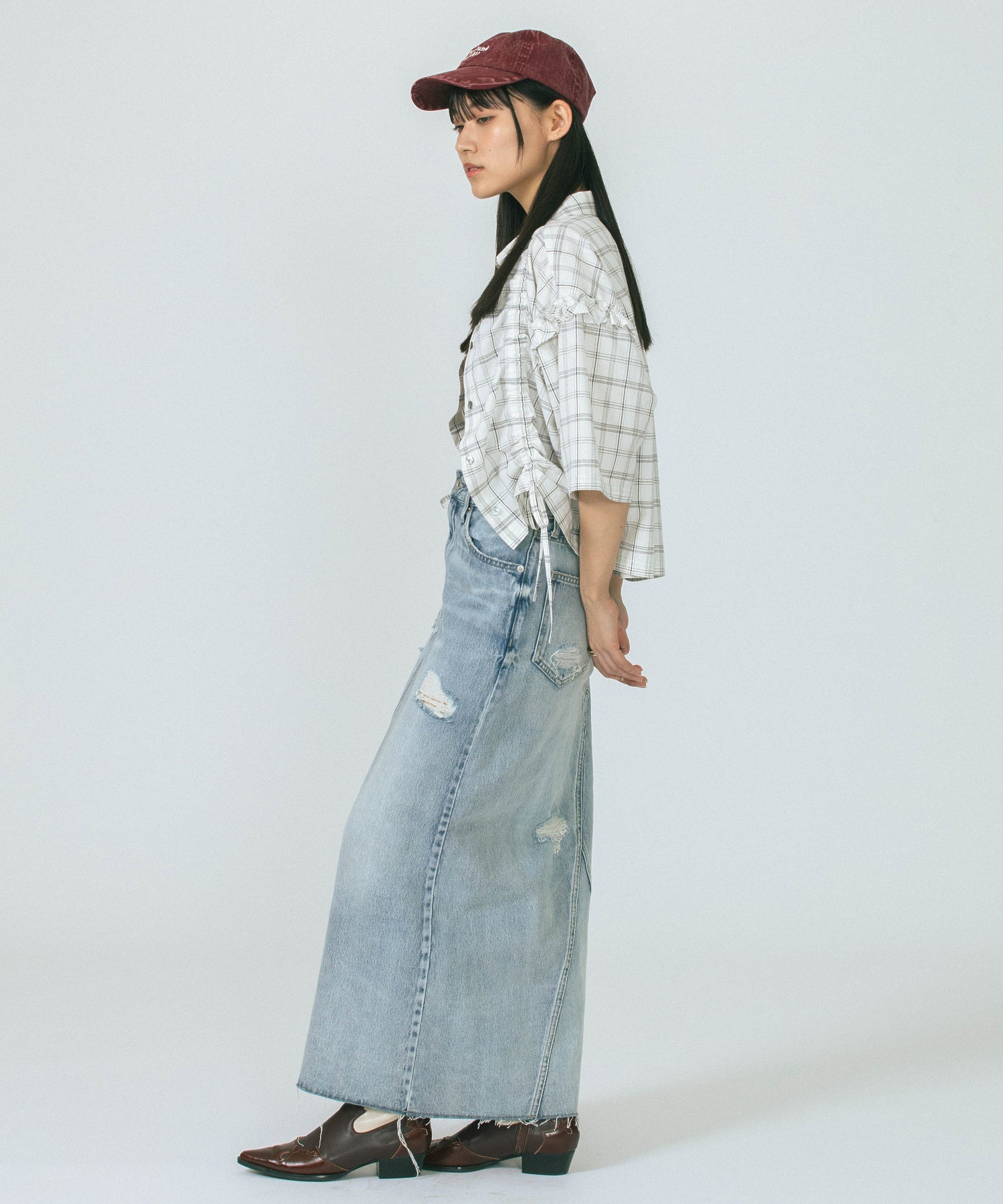DAMEGE DENIM SKIRT