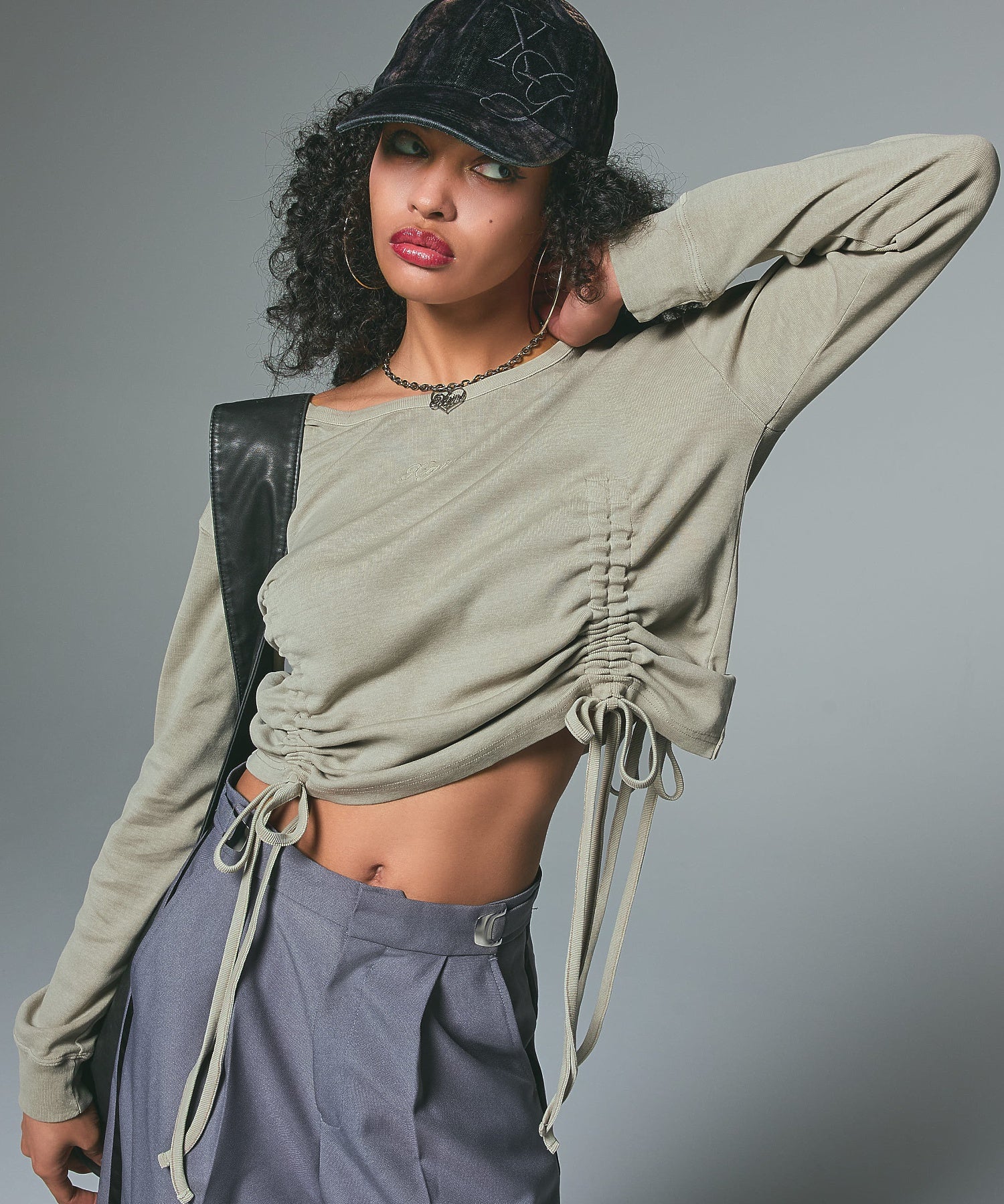 FADED DRAWSTRING L/S TOP