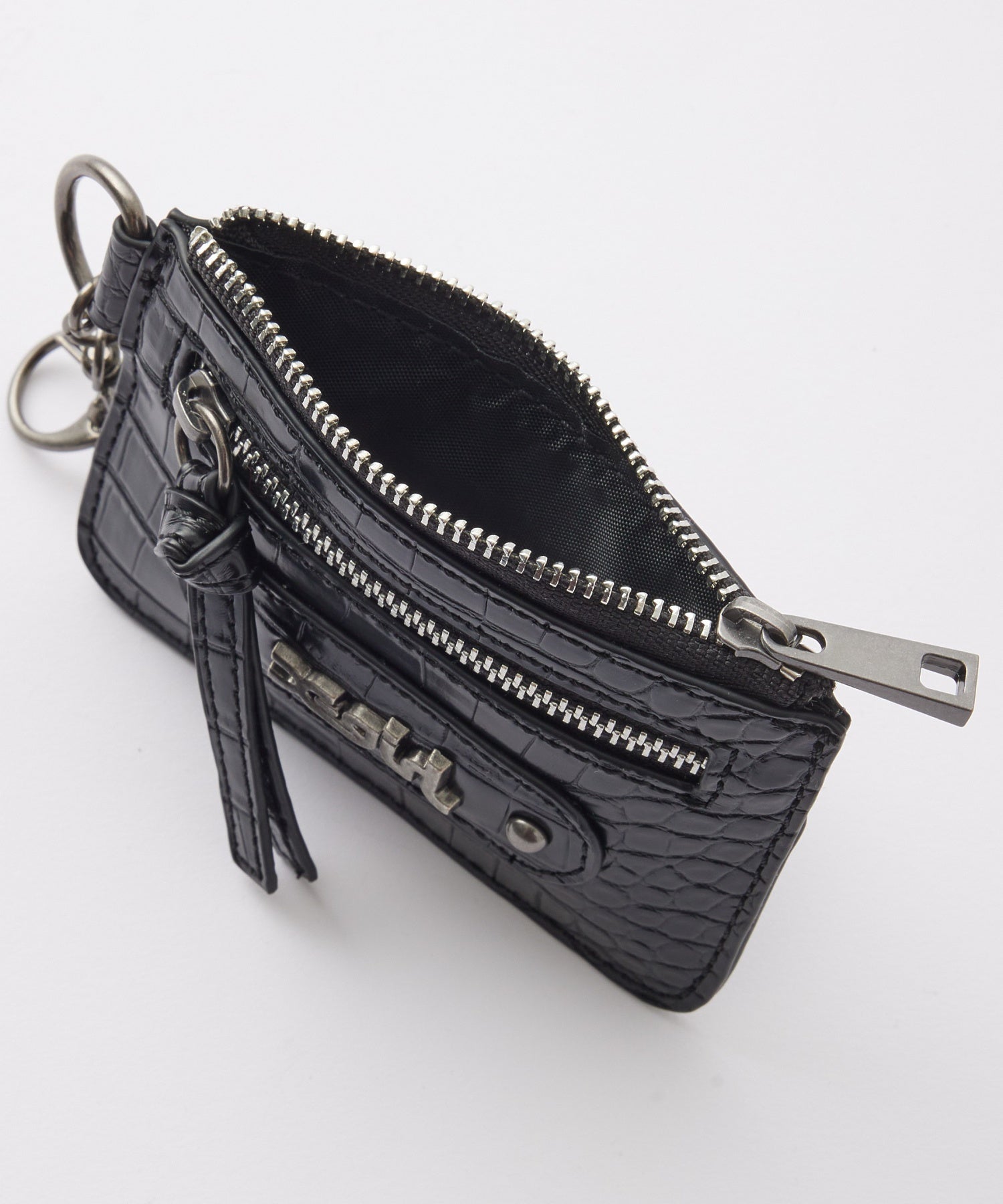 MILLS LOGO FAUX CROCO CARD CASE