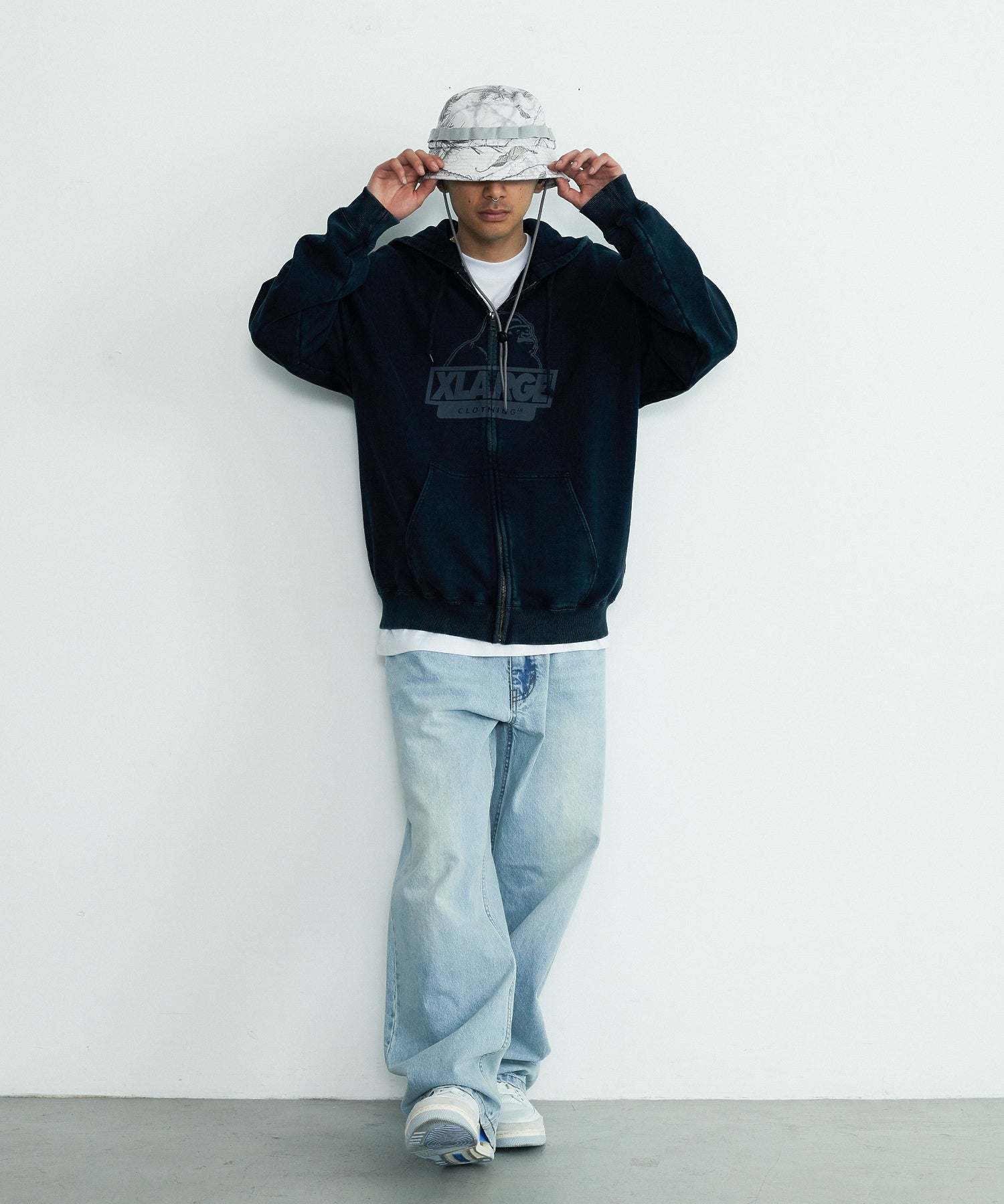 WASHED SLANTED OG ZIP HOODED SWEATSHIRT