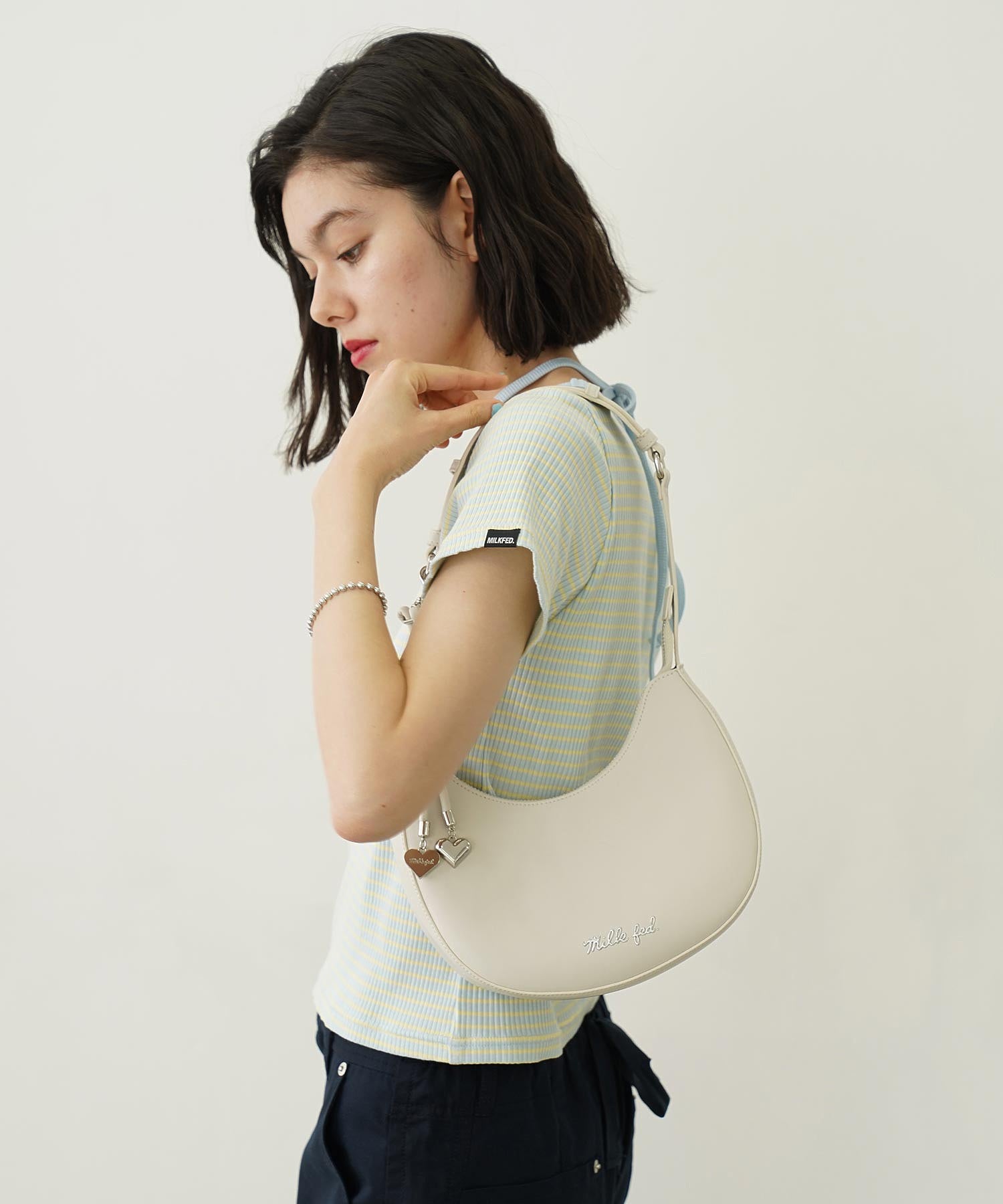 HEART CHARM ONE HANDLE BAG