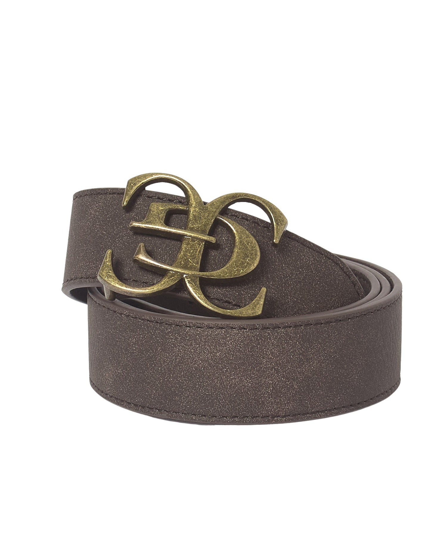 METAL XG EMBLEM BUCKLE FADED FAUX LEATHER BELT