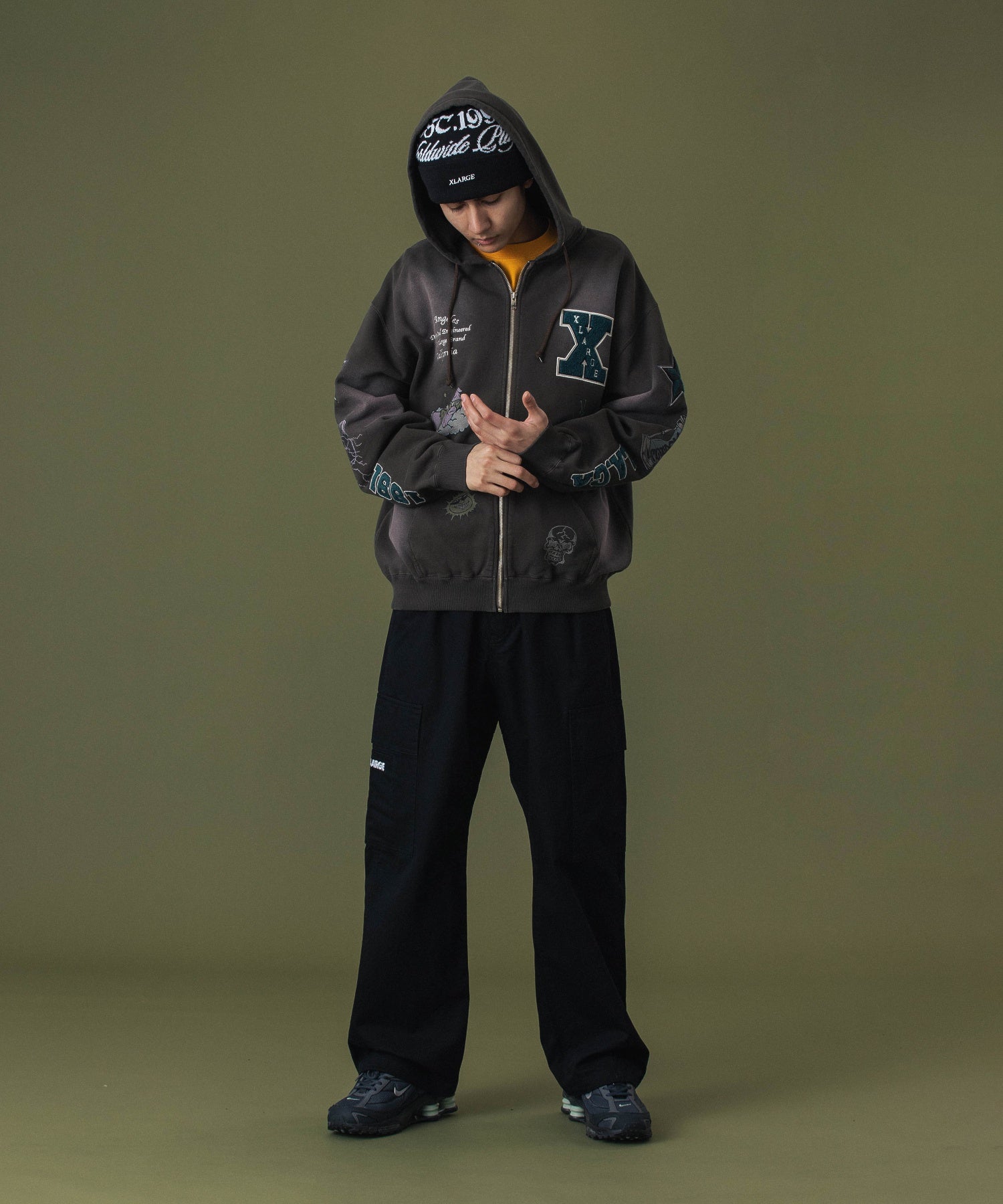 MULTI LOGO ZIP UP HOODED SWEATSHIRT