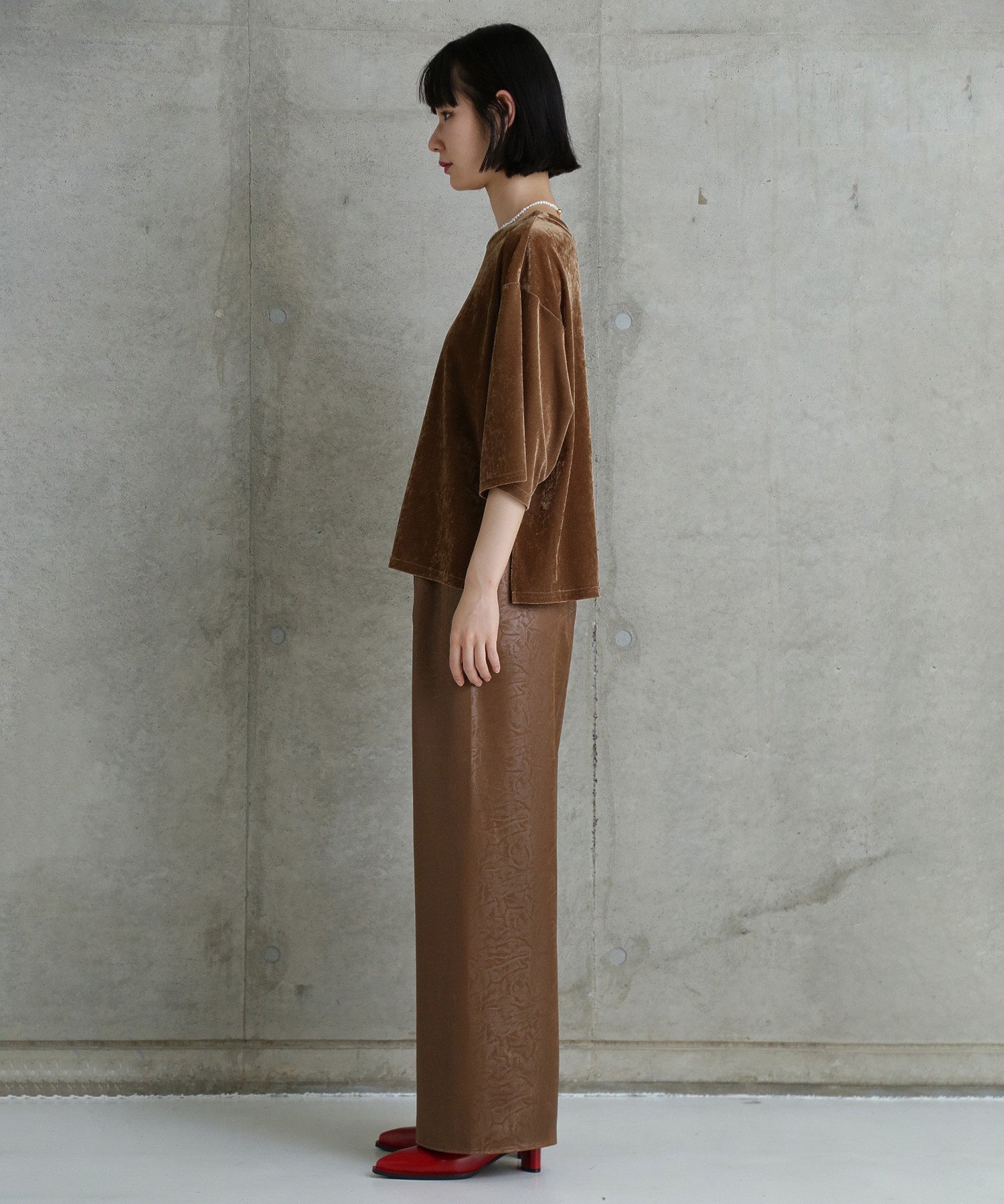 CHIGNON/ベロアメッシュTシャツ