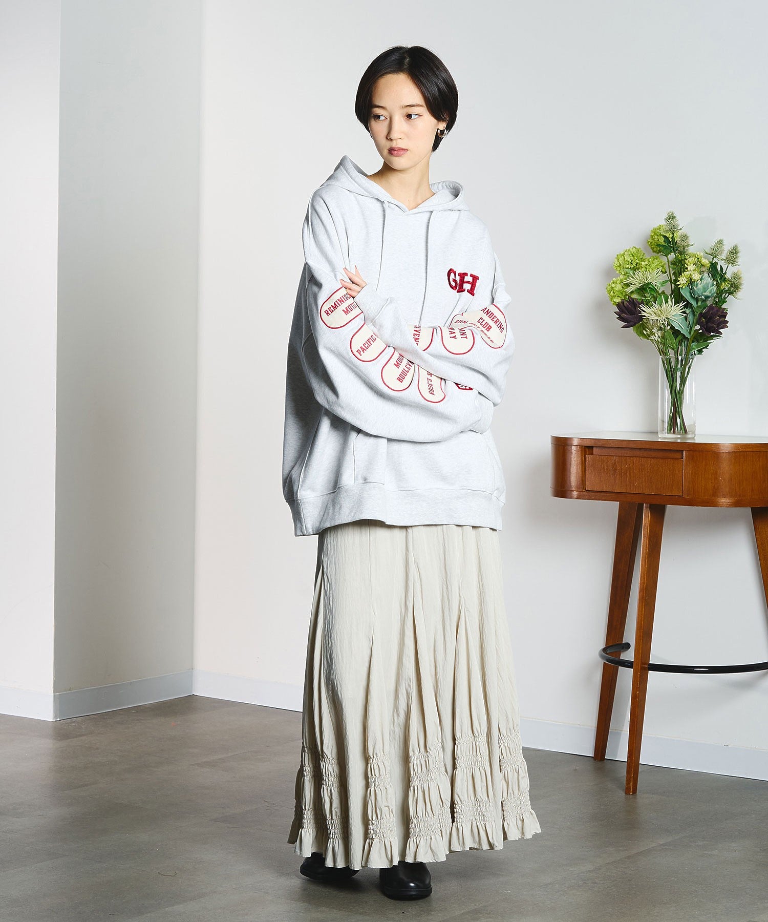 LONG SHIRRED SKIRT