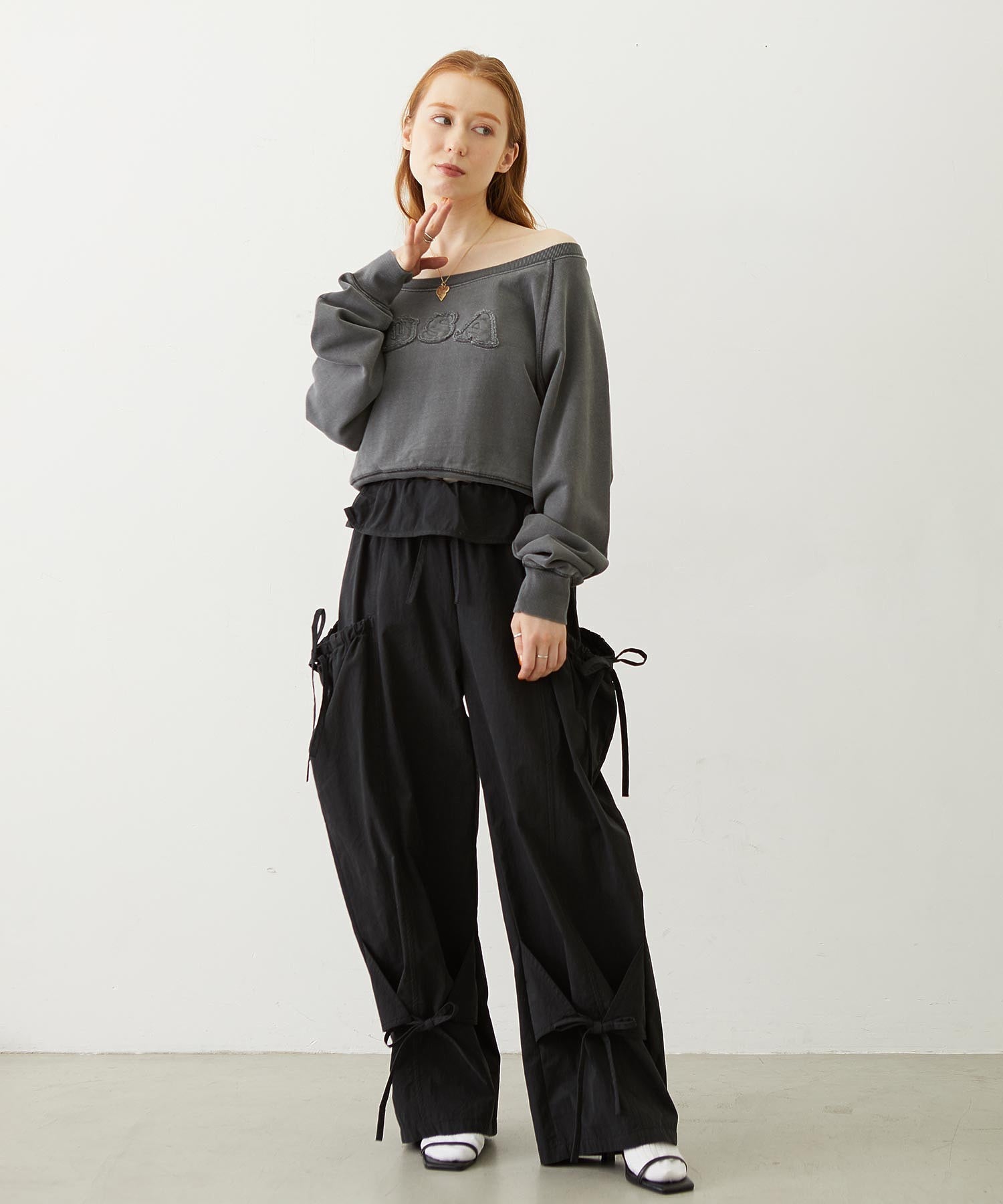 WASHED OFF SHOULDER TOP