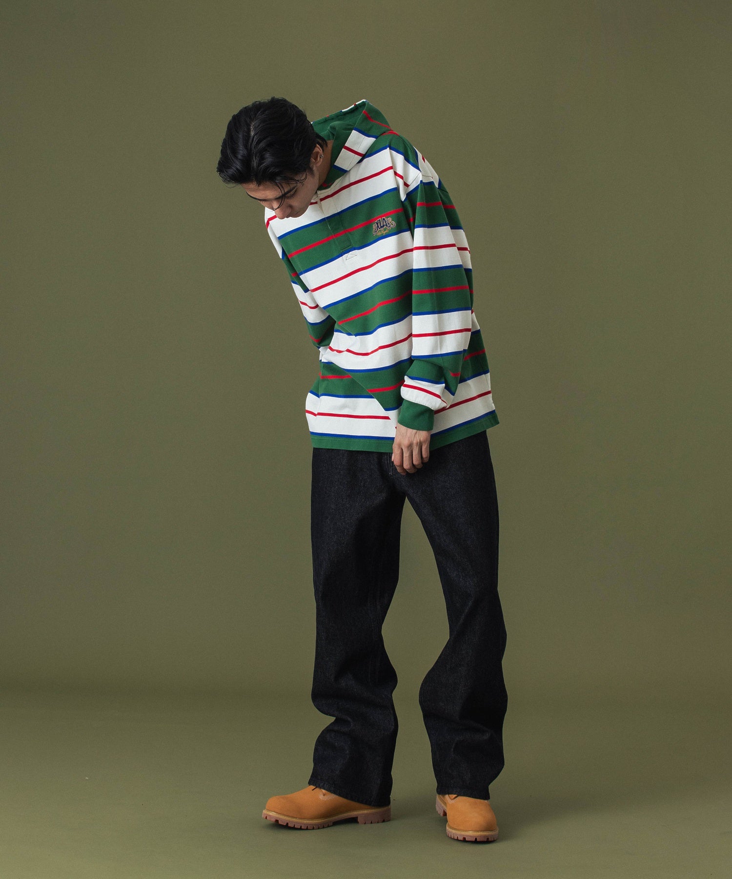 STRIPE HOODED L/S SHIRT