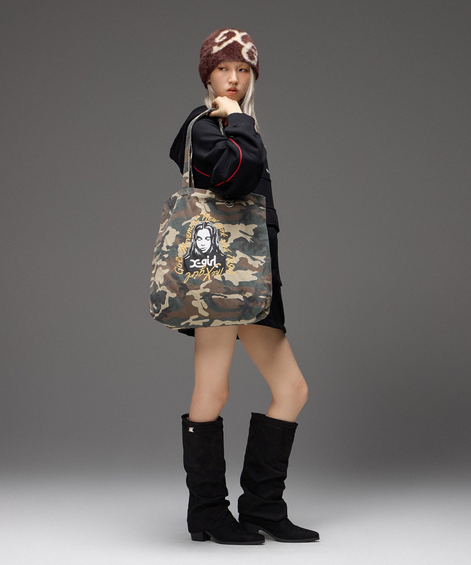 LOGO JACQUARD SHAGGY BEANIE