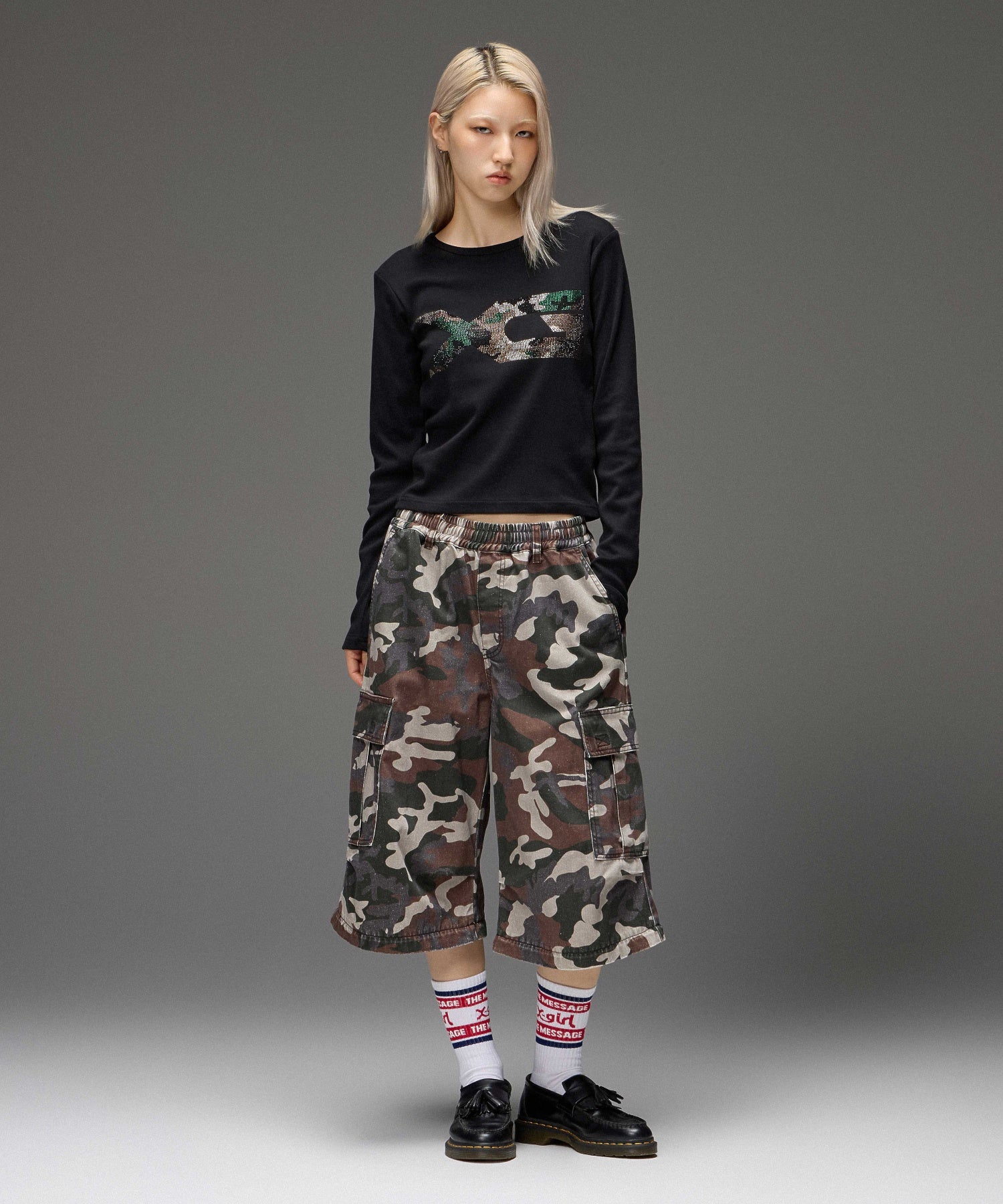 JERSEY MIX 2WAY WIDE LEG CARGO PANTS