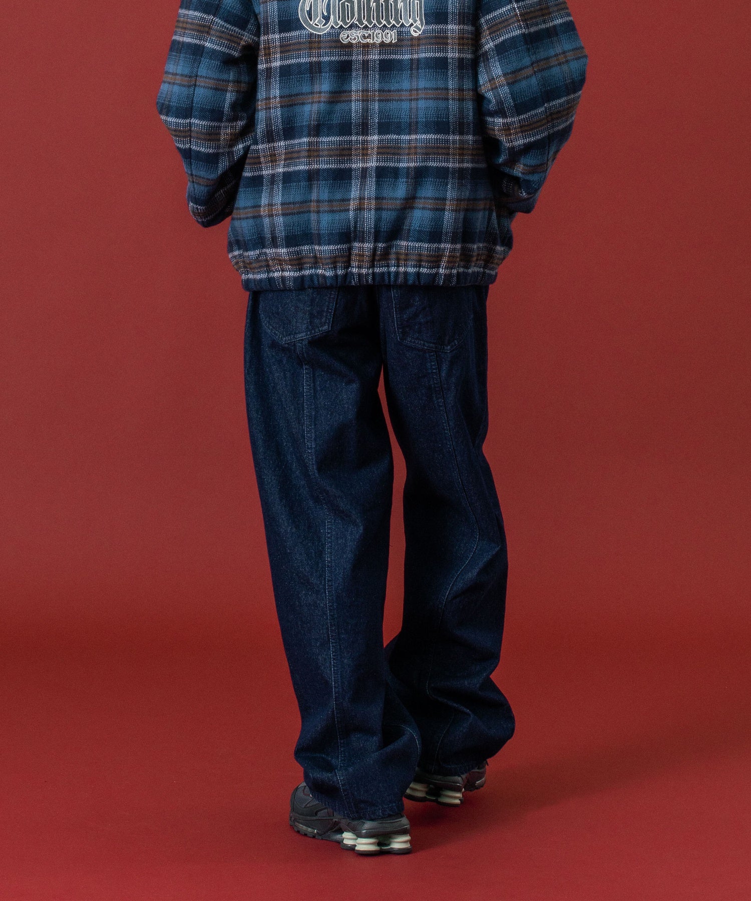 PANELED DENIM PANTS