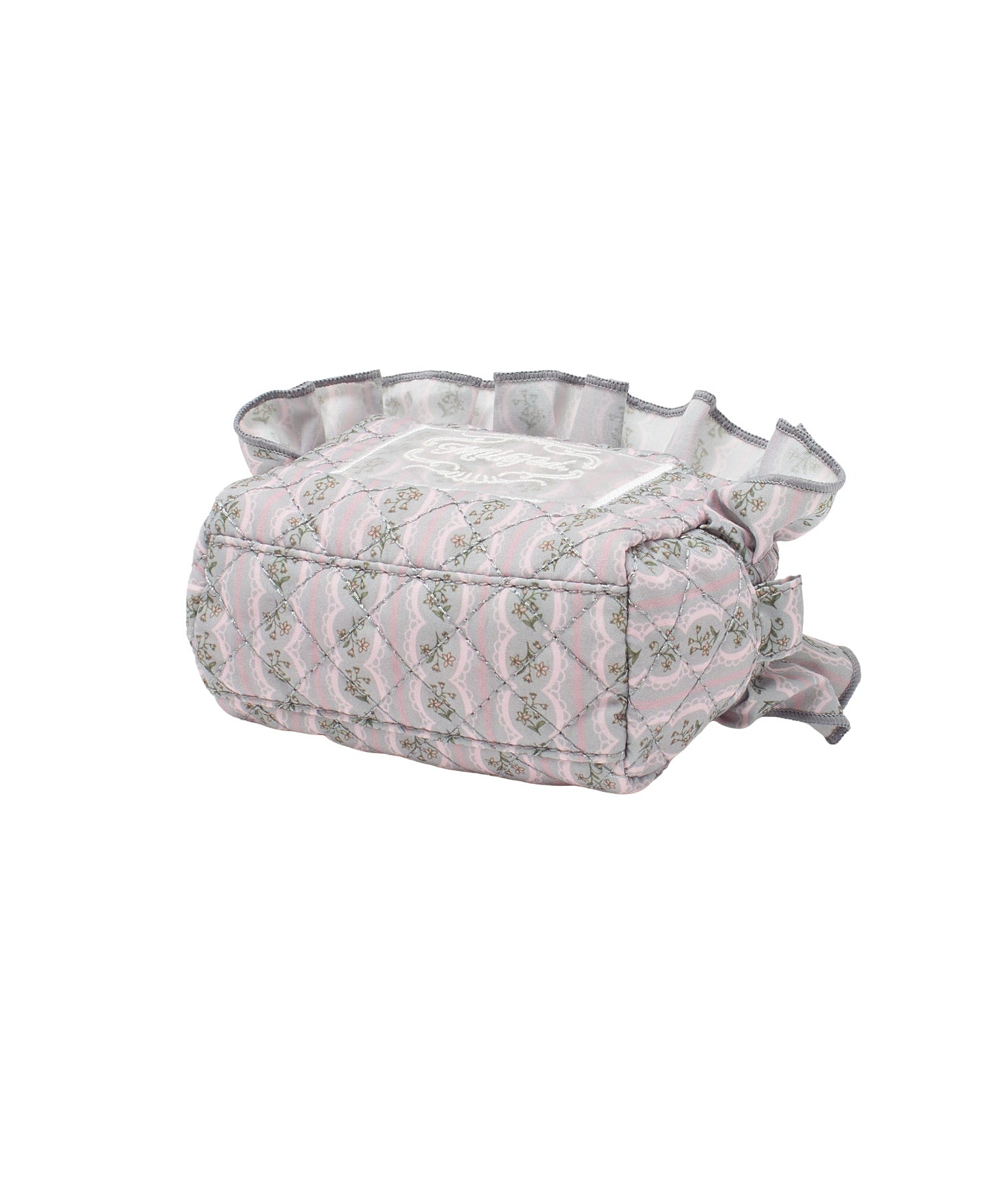 STRIPED FLOWER QUILTED POUCH