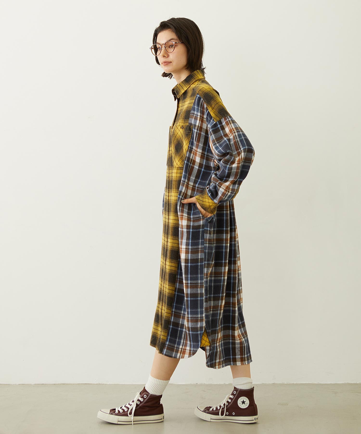 WASHED PANEL SHIRT DRESS
