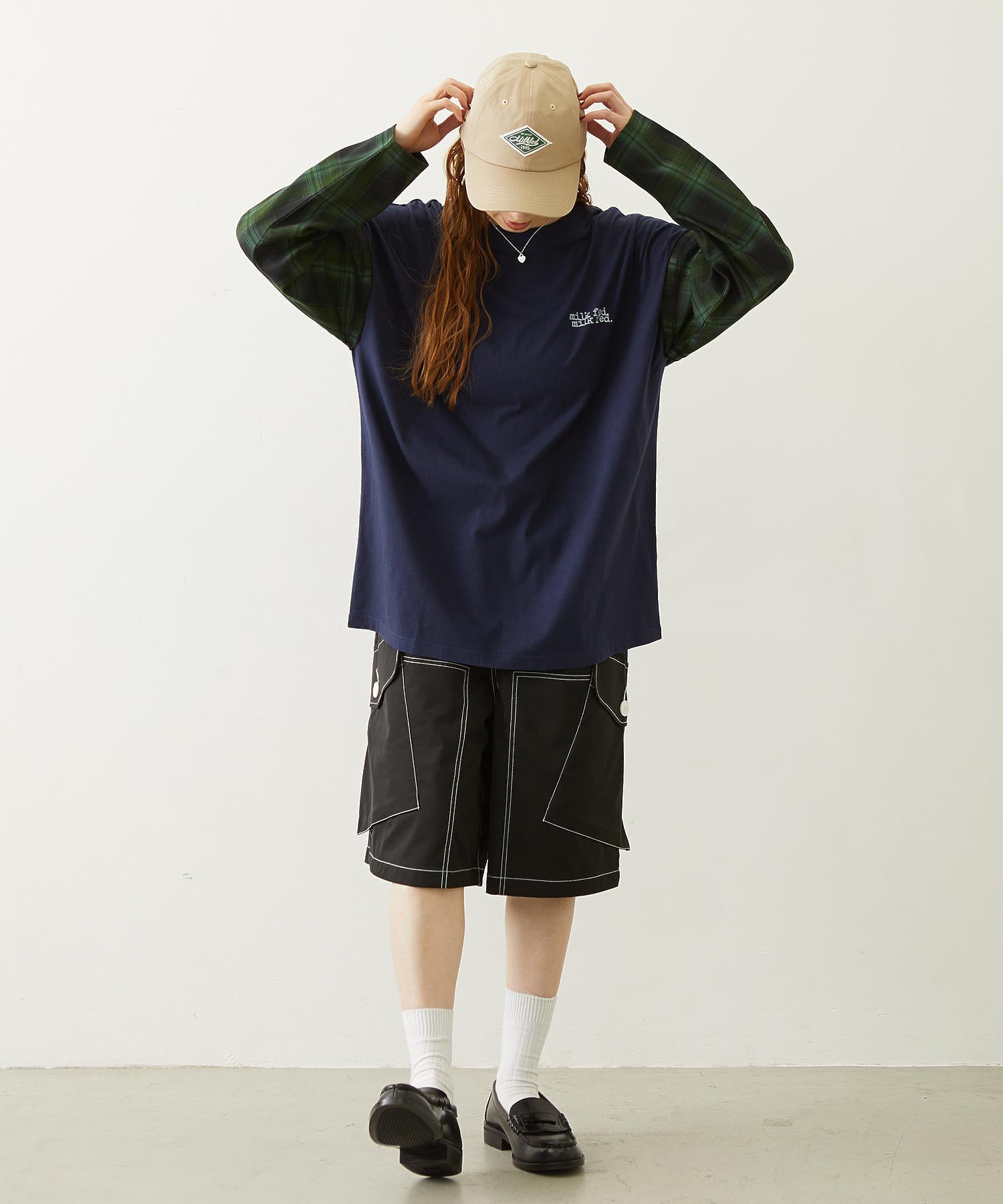 PLAID SLEEVES L/S TOP