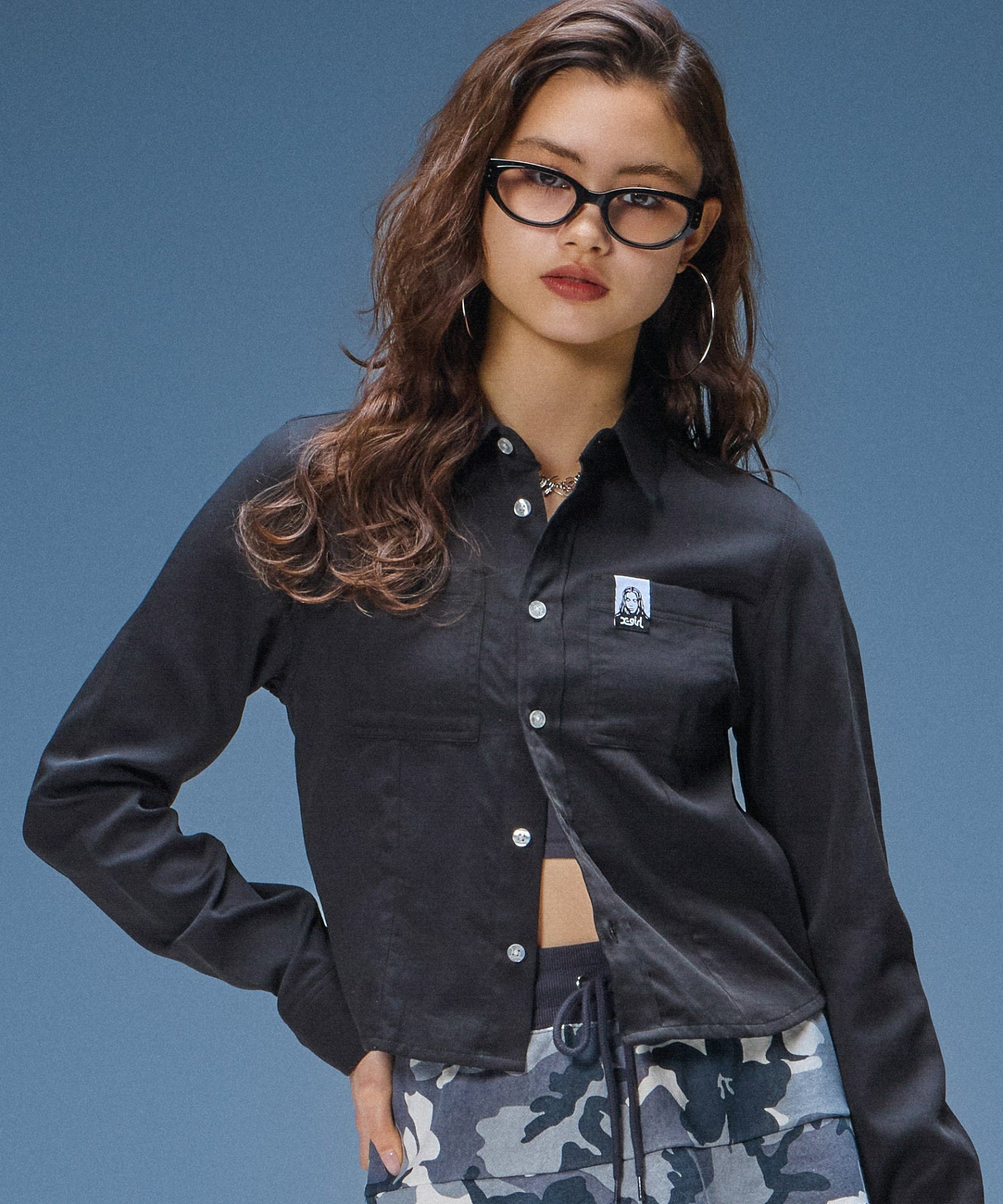 FACE LABEL L/S COMPACT SHIRT