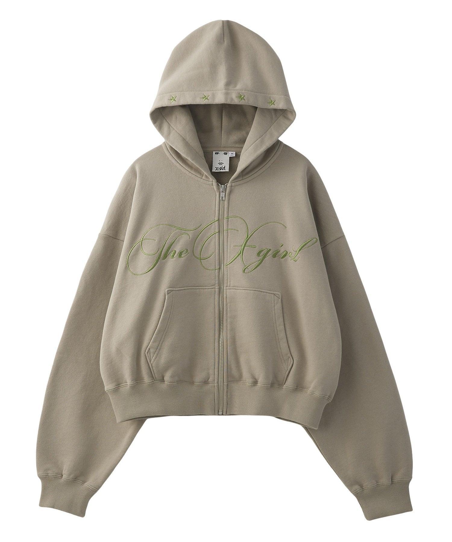PENCIL SCRIPT LOGO EMBROIDERED ZIP UP SWEAT HOODIE