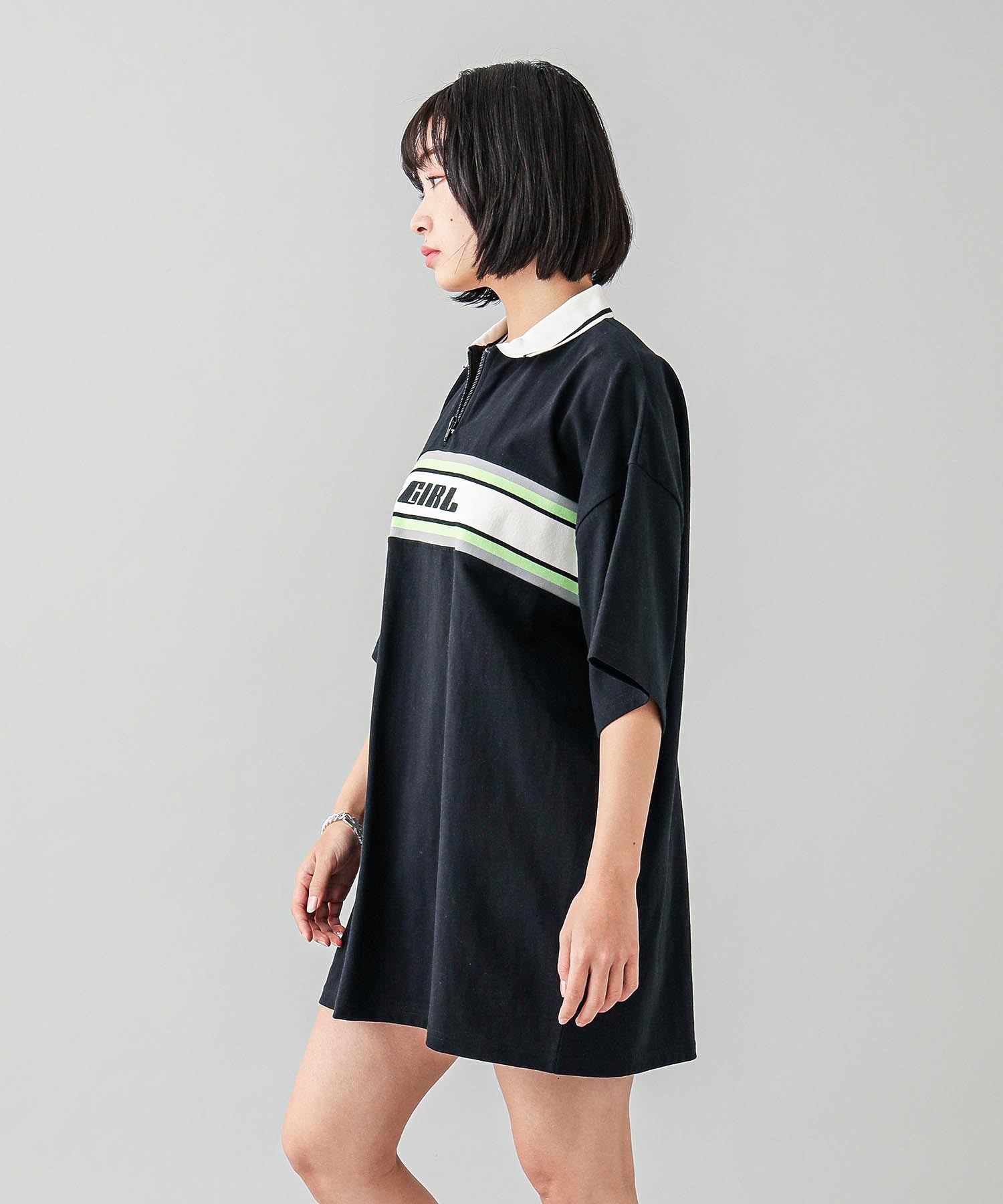 STRIPE AND LOGO LOGO OVERSIZED POLO DRESS