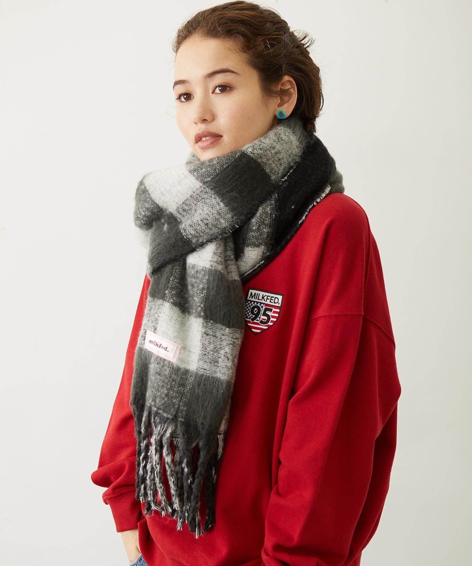 GINGHAM CHECK LOGO STOLE
