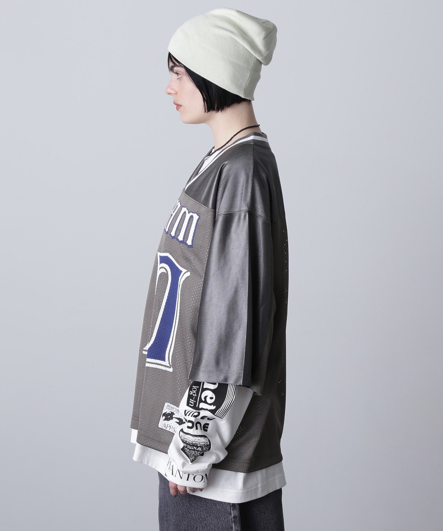 OKIRAKU×ROSE BUD/メッシュフットボールT