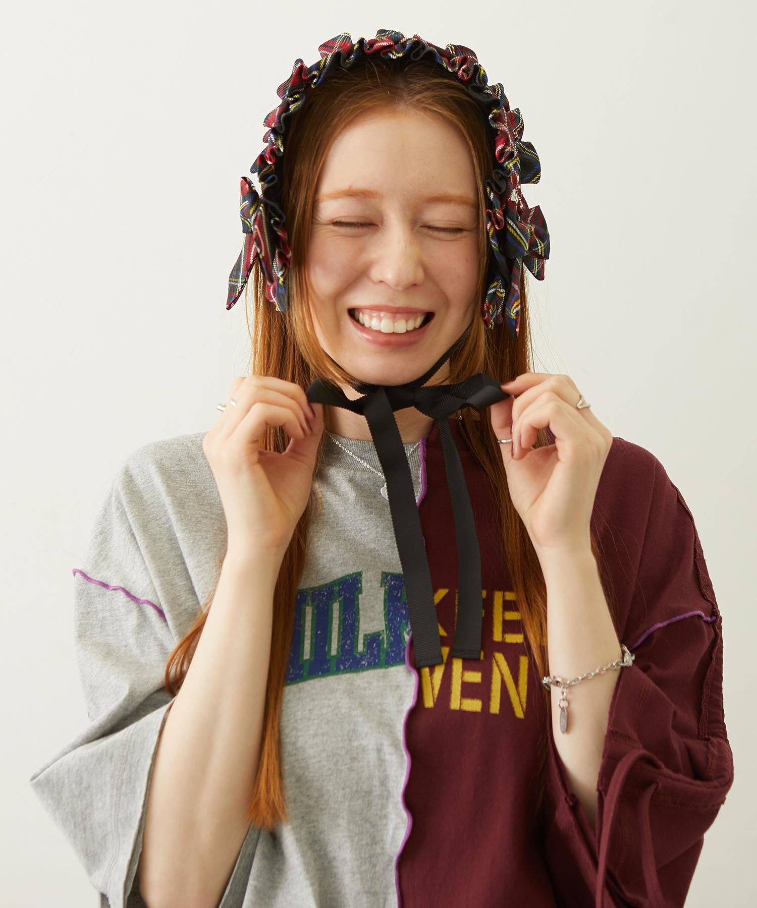 FRILLED TARTAN EARMUFFS