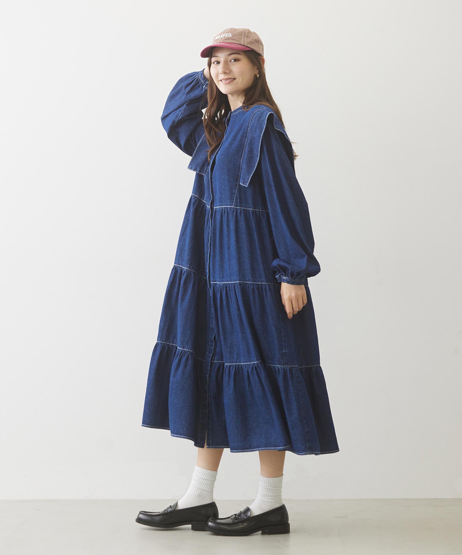 DENIM TIERED DRESS