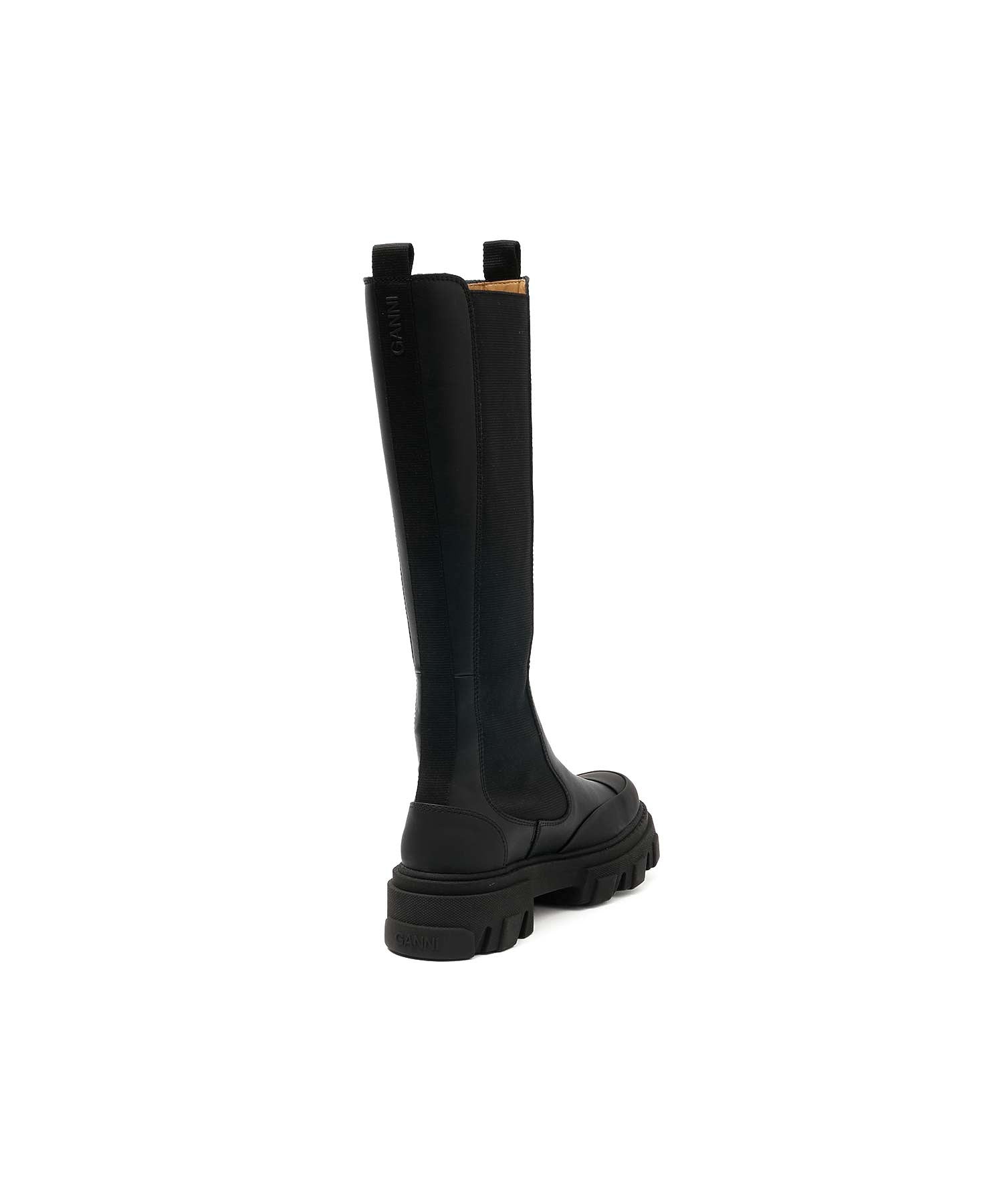 GANNI/CLEATED HIGH CHELSEA BOOT BLACK STITCH