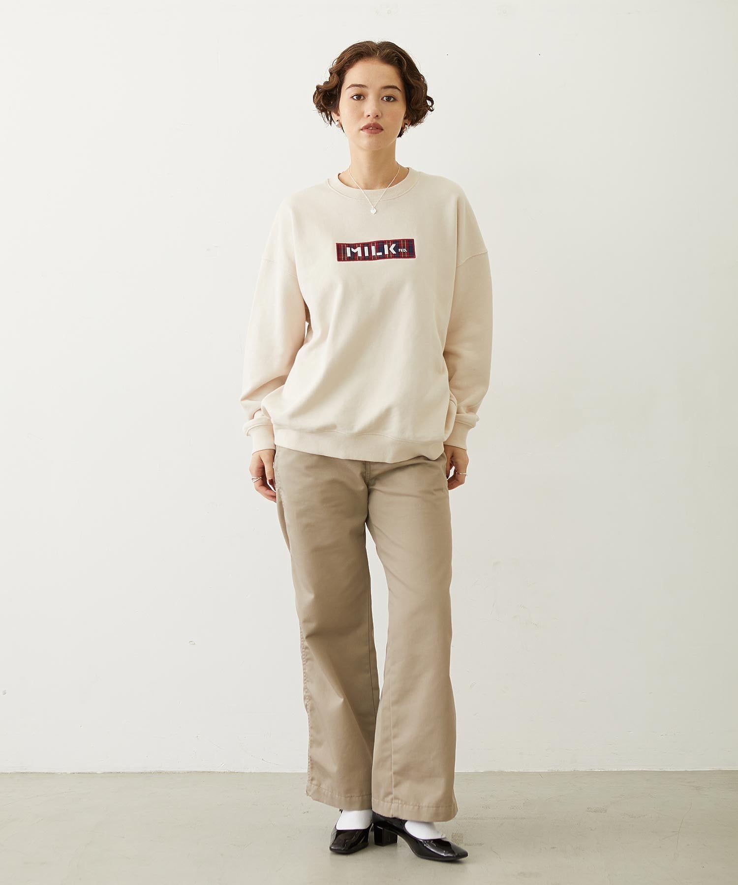 CHECKERED BAR LOGO SWEAT TOP