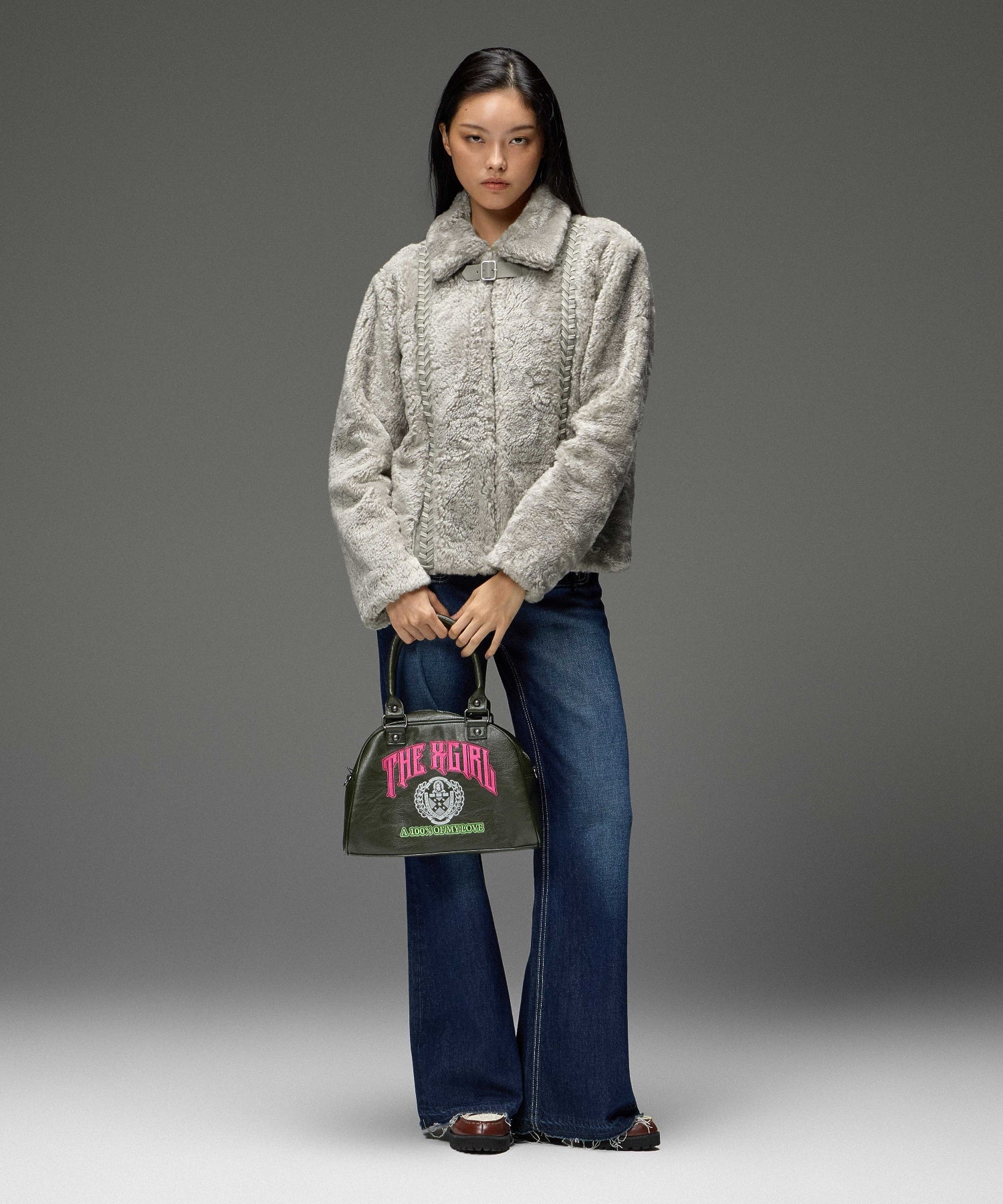 FACE EMBLEM AND LOGO BOSTON BAG