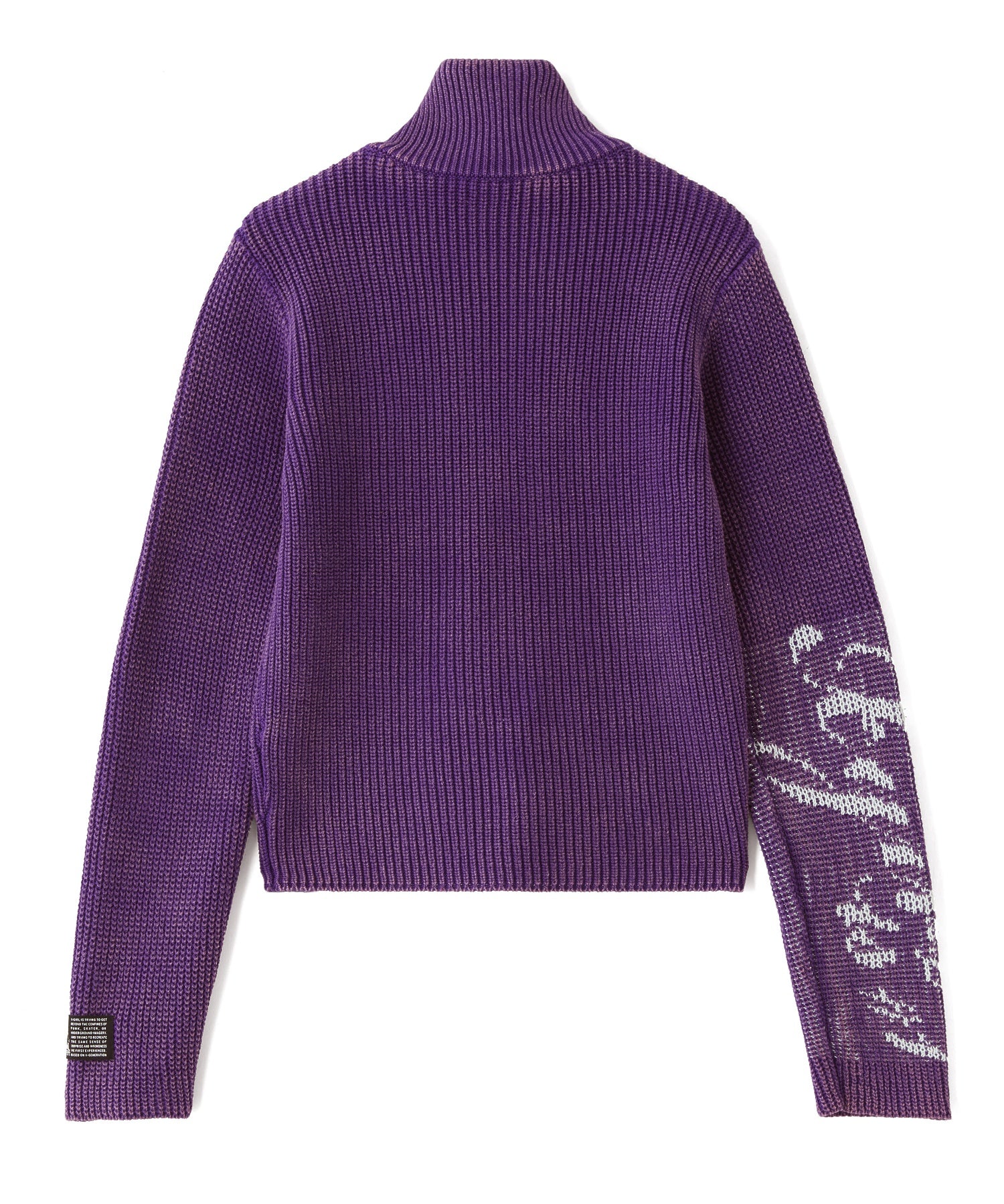 SLEEVE LOGO FADED ZIP UP KNIT TOP