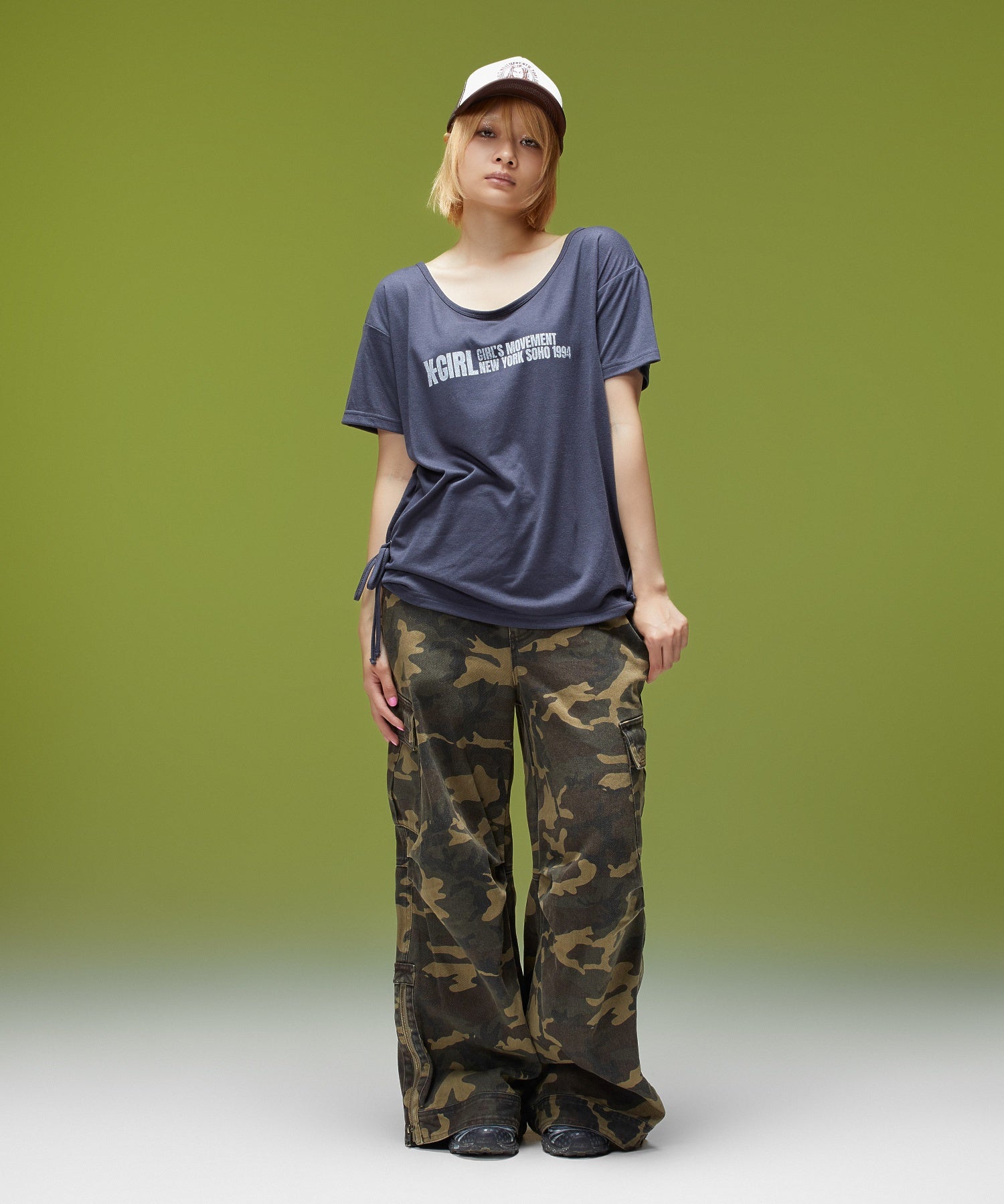 FADED WIDE LEG FLARE CARGO PANTS