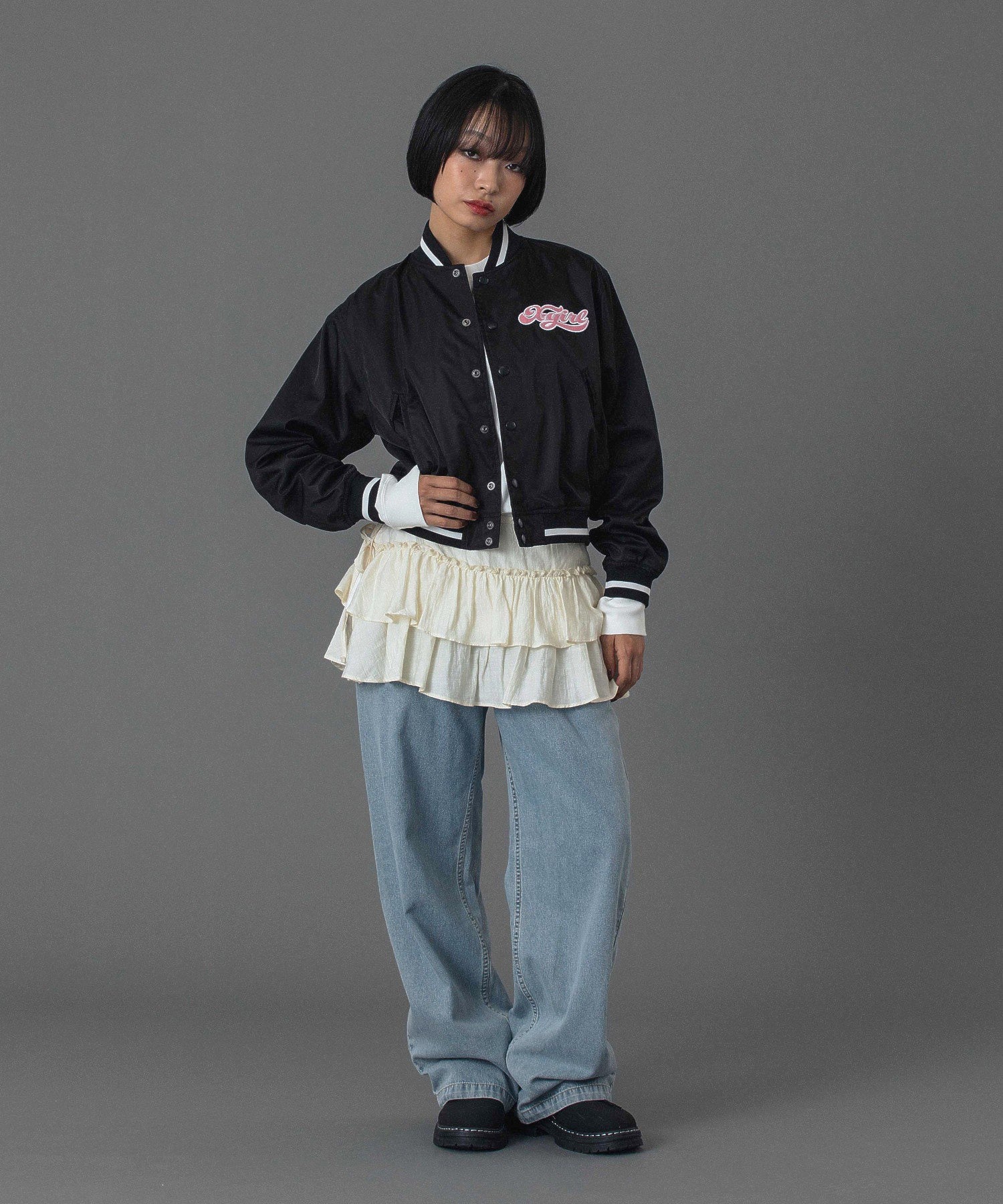 CHEERFUL LOGO VARSITY JACKET