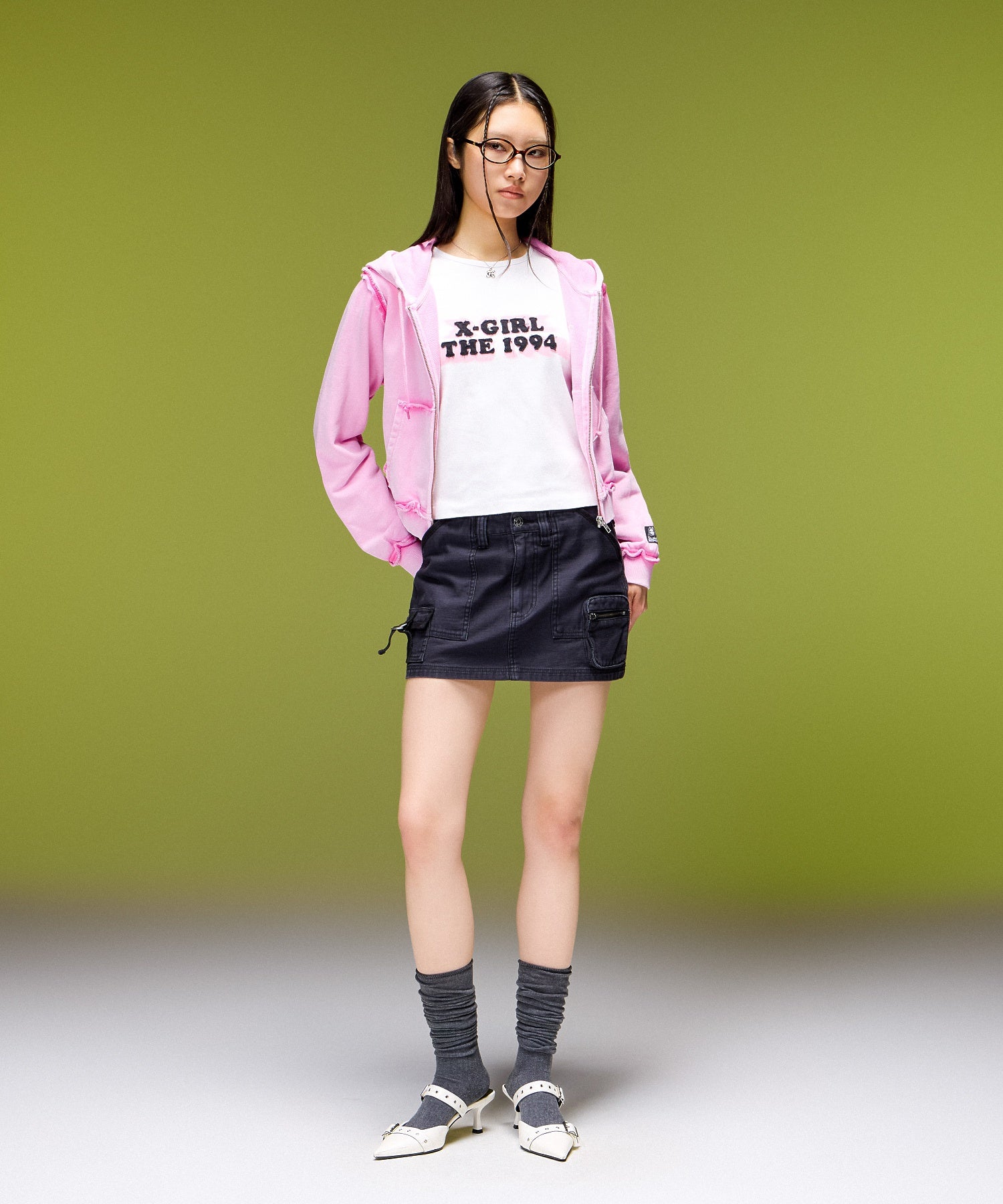 FADED CUT OFF COMPACT ZIP UP SWEWAT HOODIE
