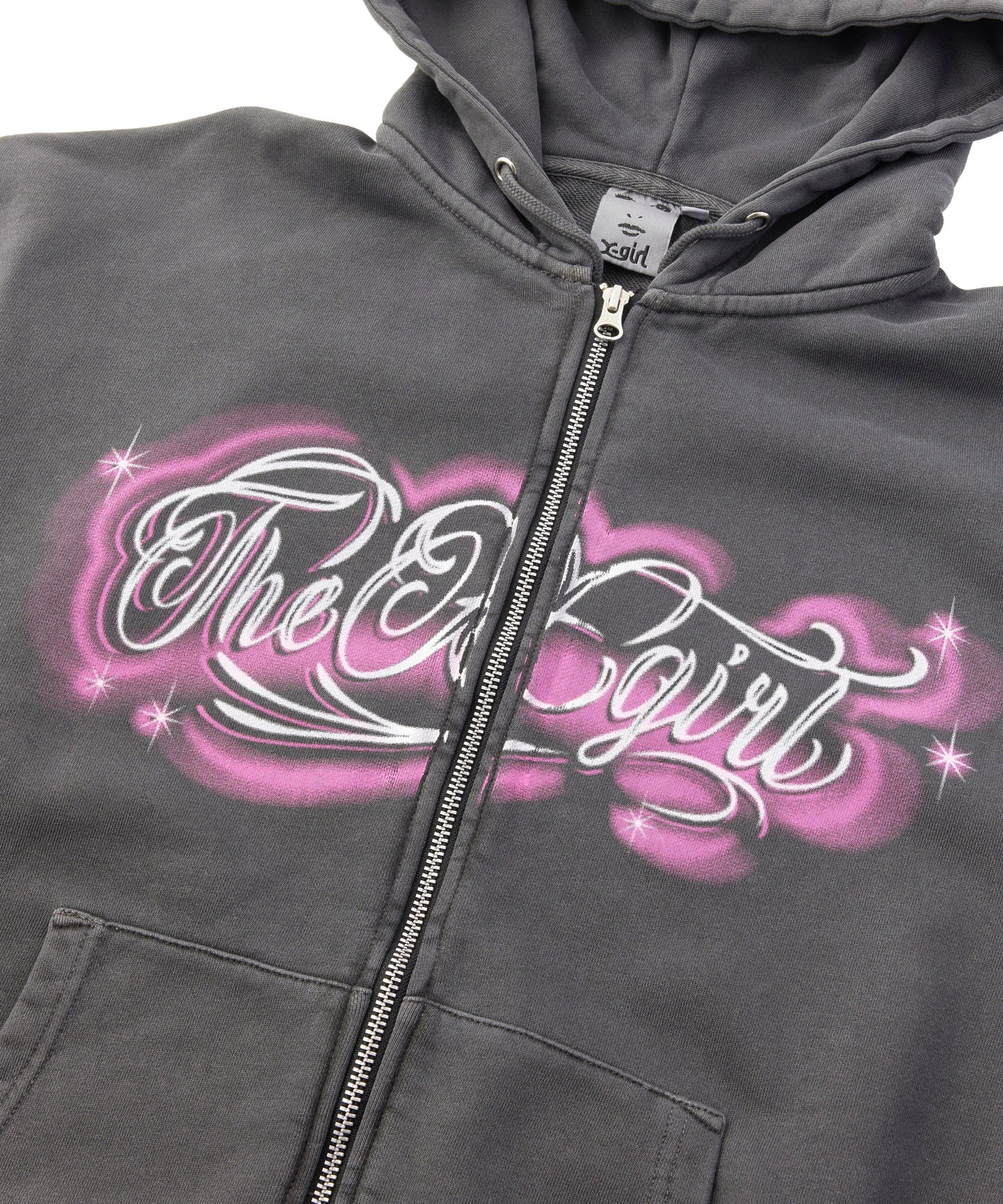 LETTERING SPRAY LOGO ZIP UP SWEAT HOODIE