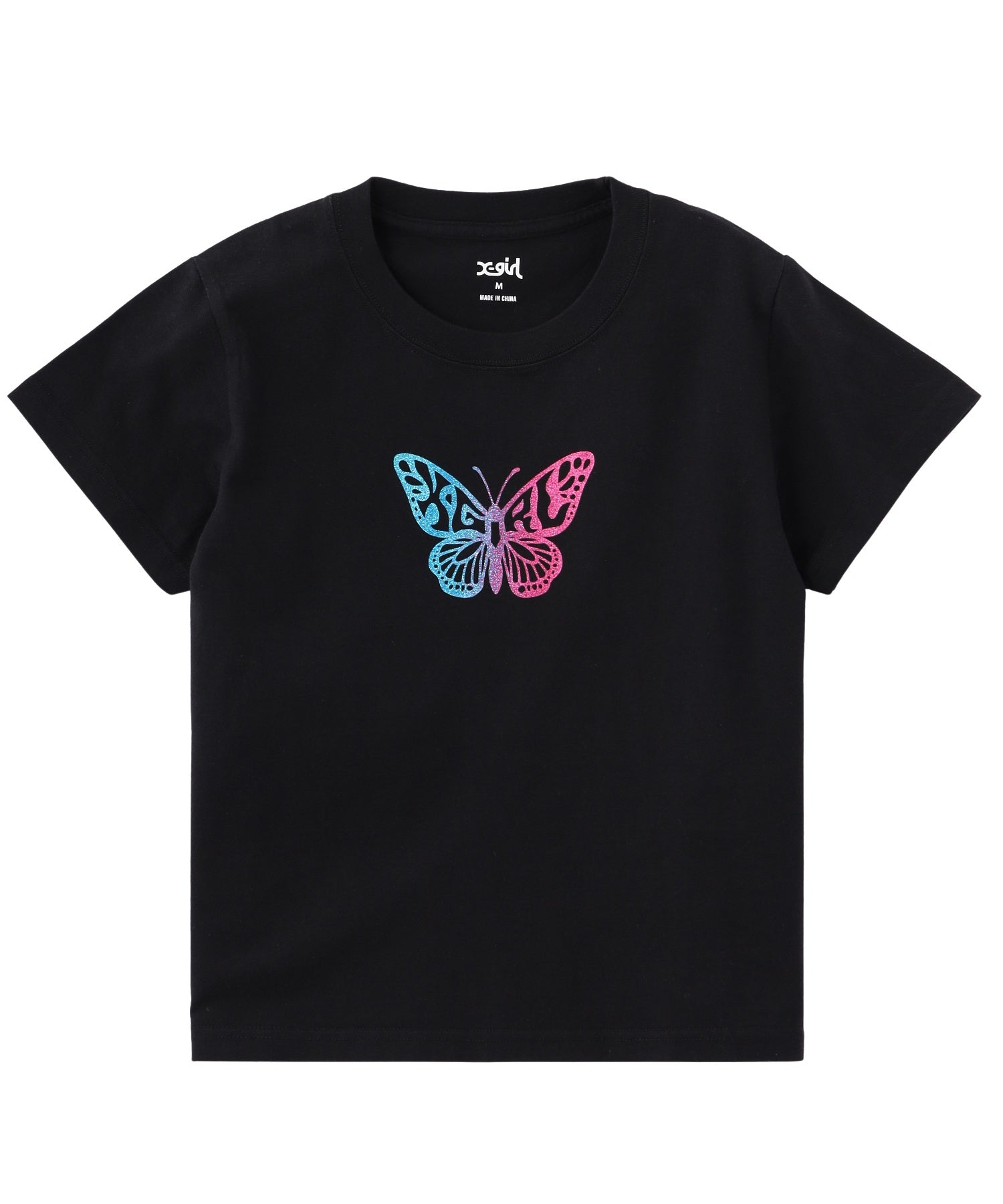 GRADIENT GLITTER BUTTERFLY S/S BABY TEE