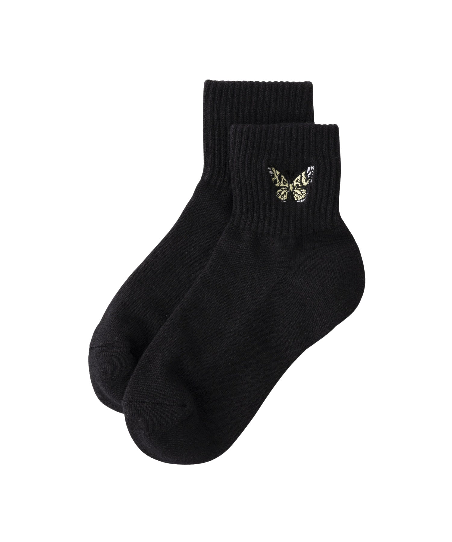 EMBROIDERED BUTTERFLY SHORT RIB SOCKS
