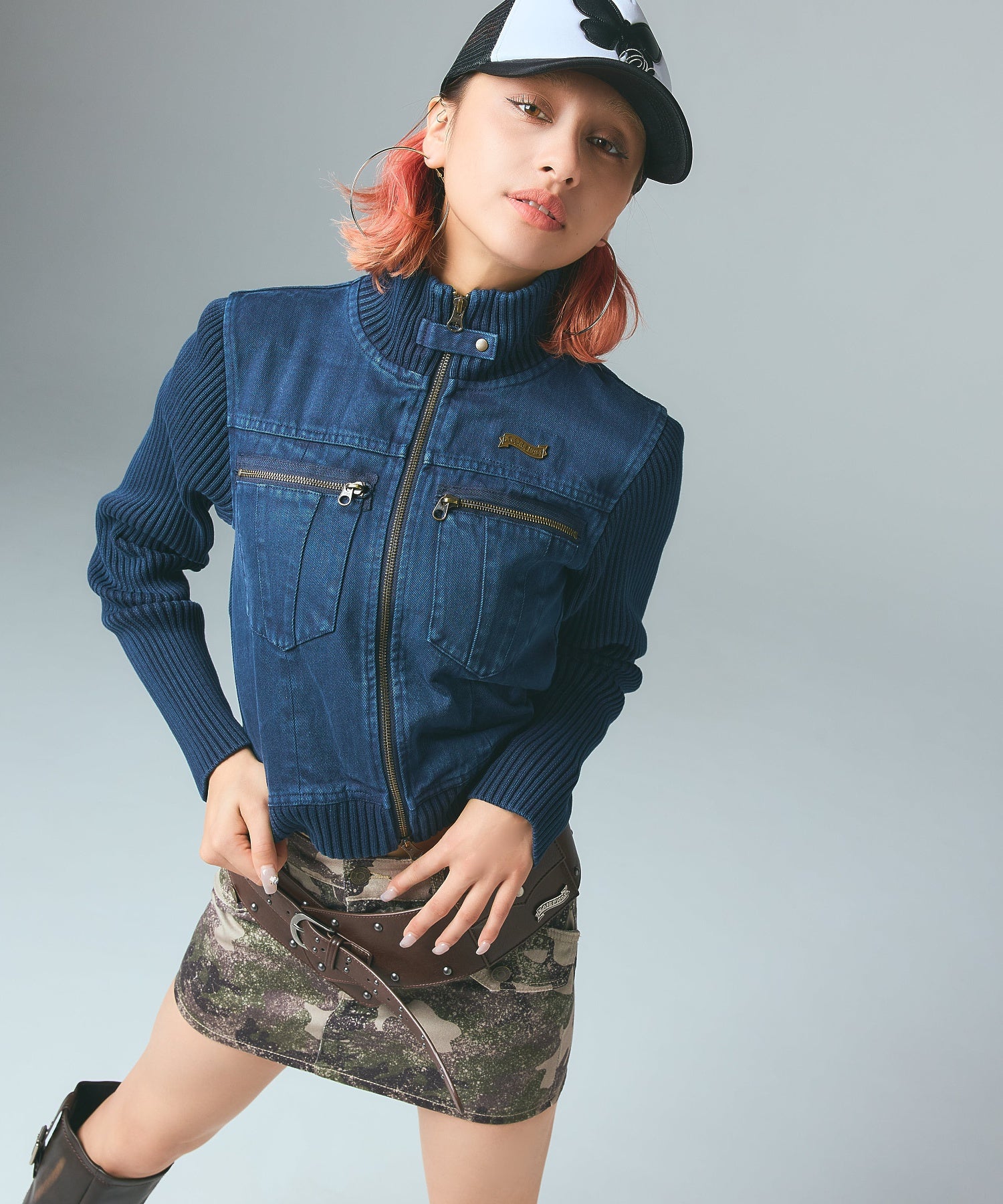 FADED RIBBED SLEEVE JACKET