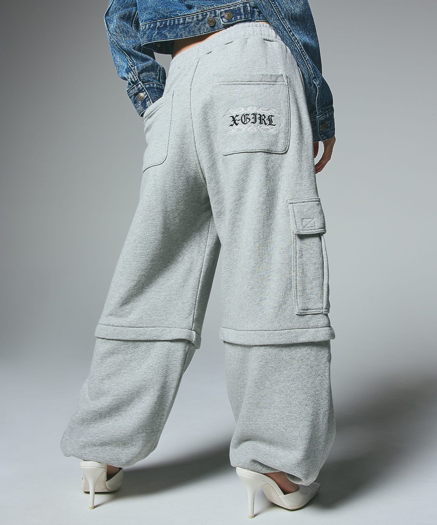 2WAY WIDE LEG CARGO SWEAT PANTS