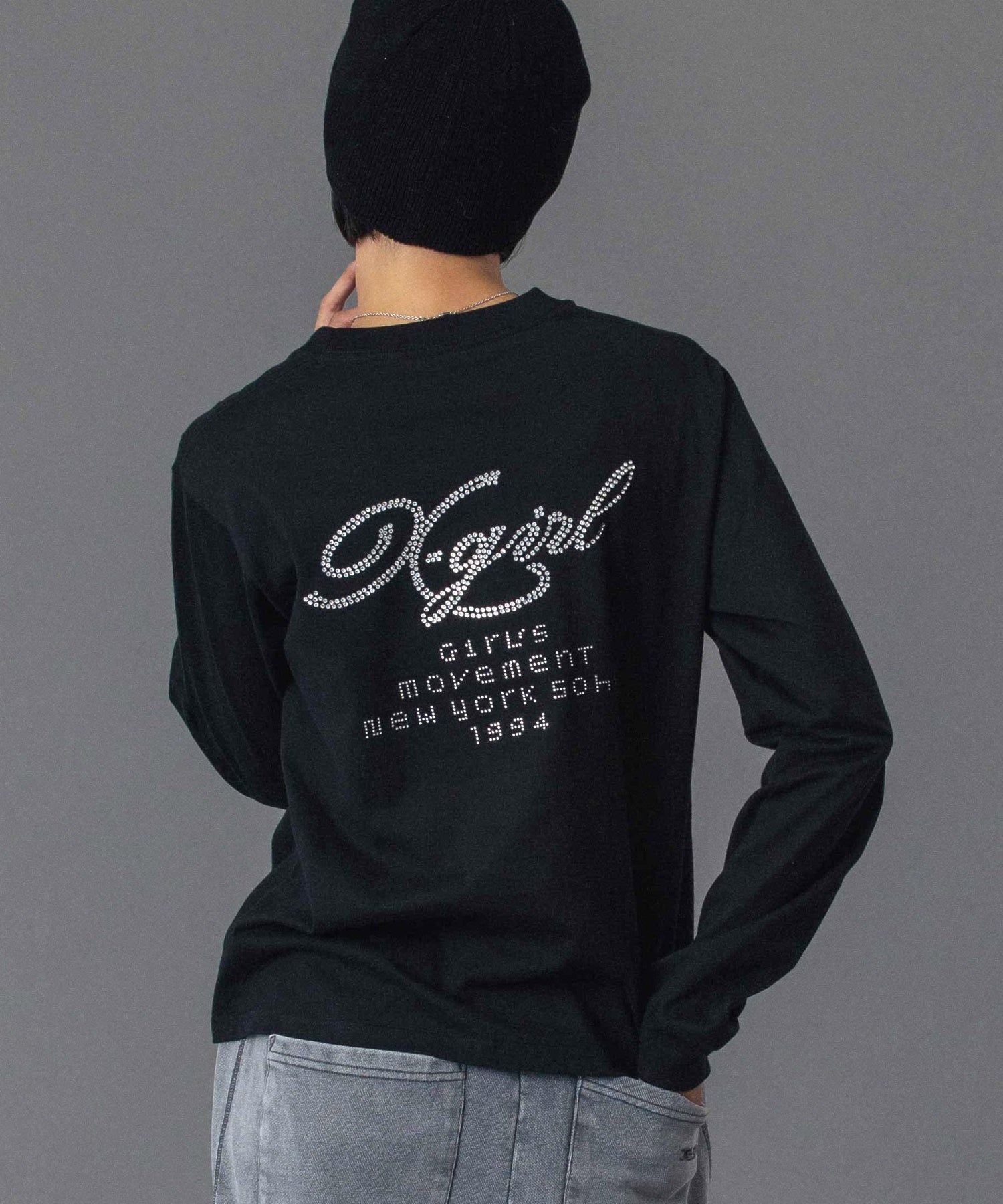 RHINESTONE COMBINATION LOGO L/S TEE