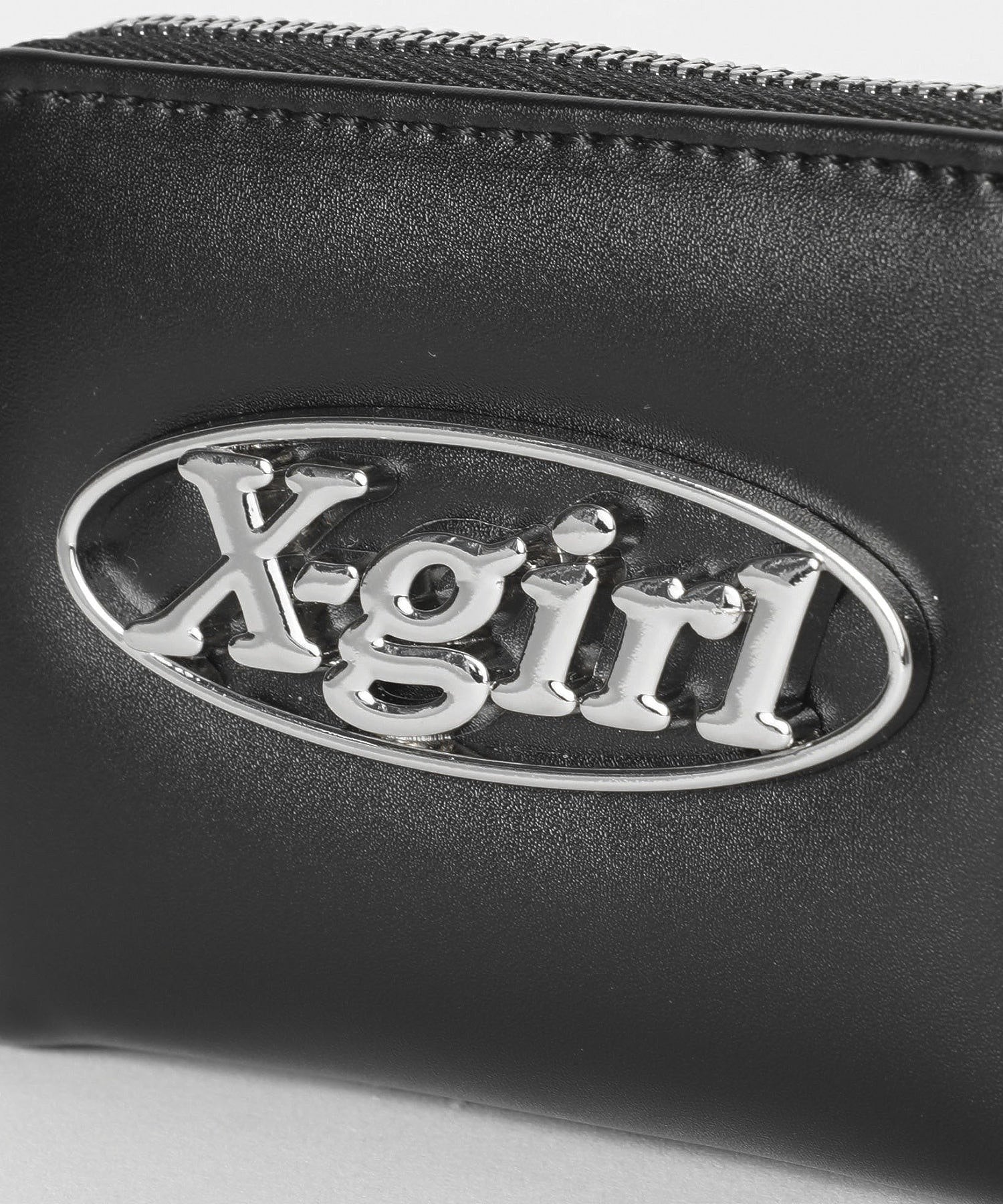 OVAL LOGO FAUX LEATHER COIN AND CARD CASE X-girl