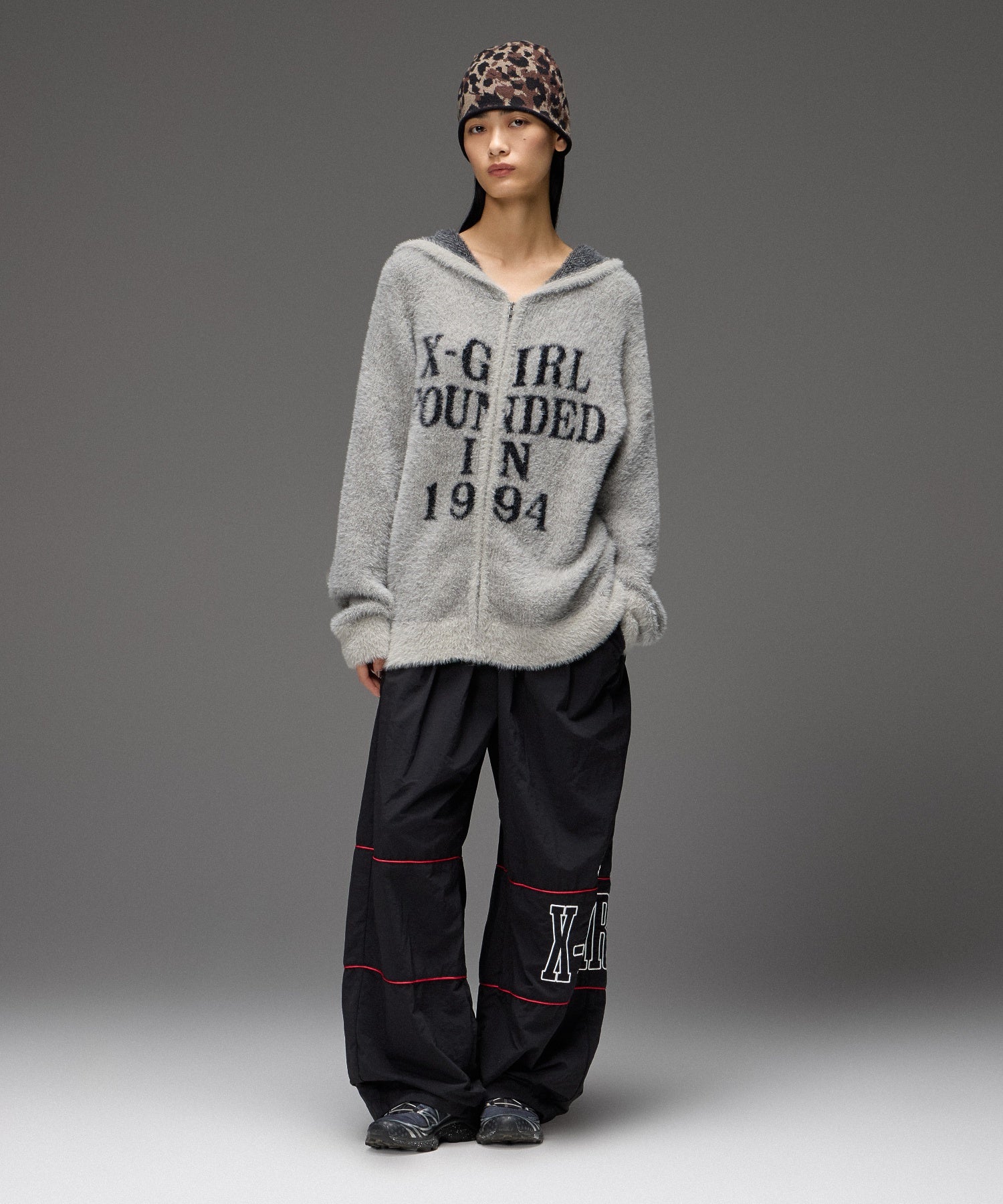 SHAGGY KNIT ZIP UP HOODIE