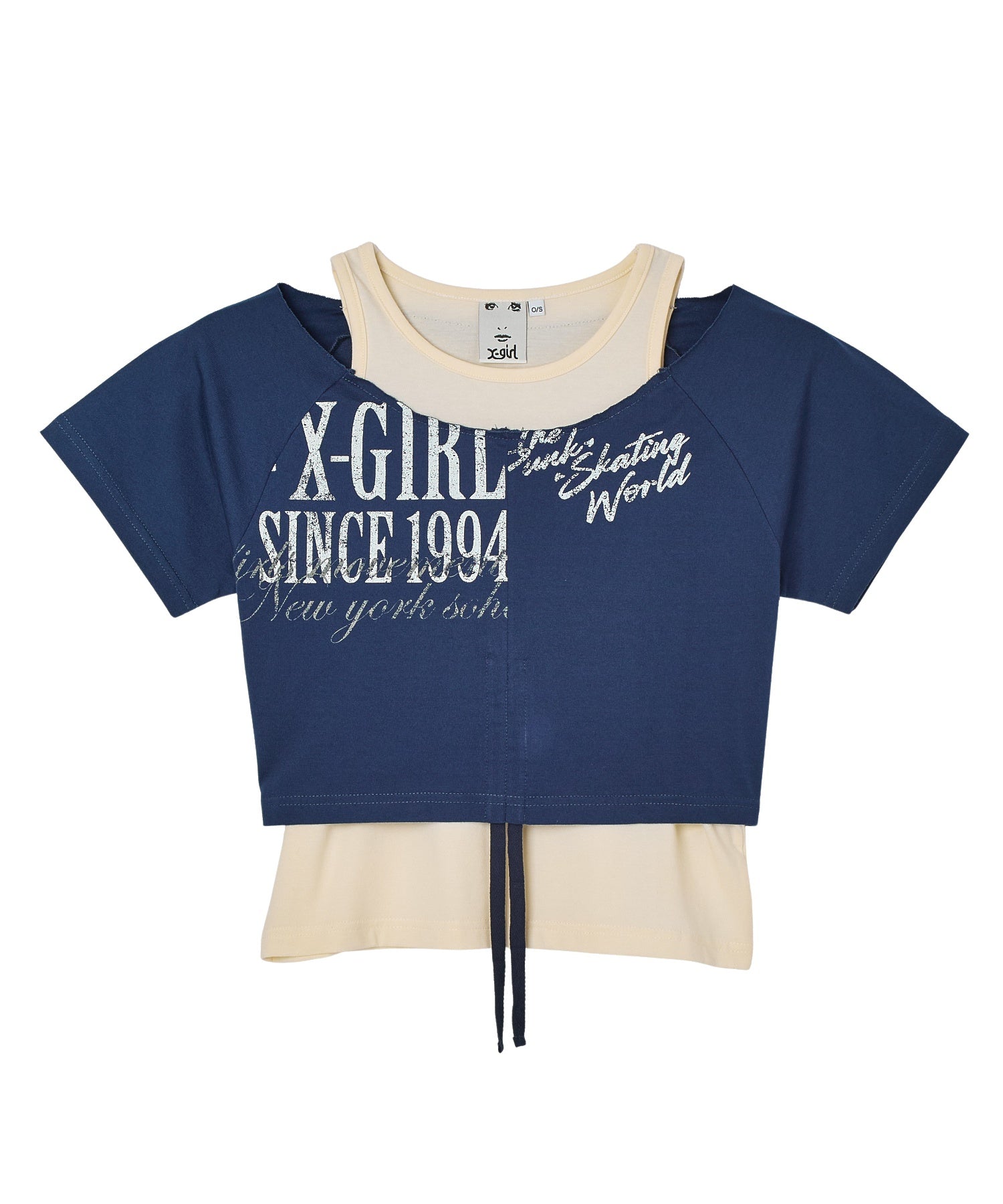 LAYERED STYLE PANELED GRAPHIC S/S TOP