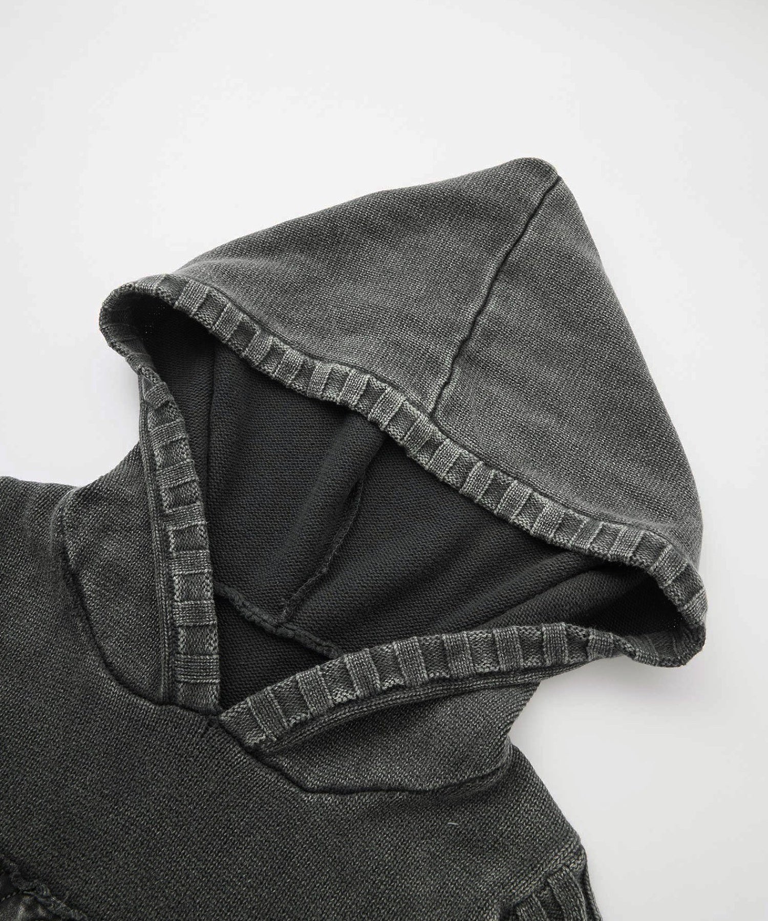 FADED WOVEN MIX KNIT HOODIE